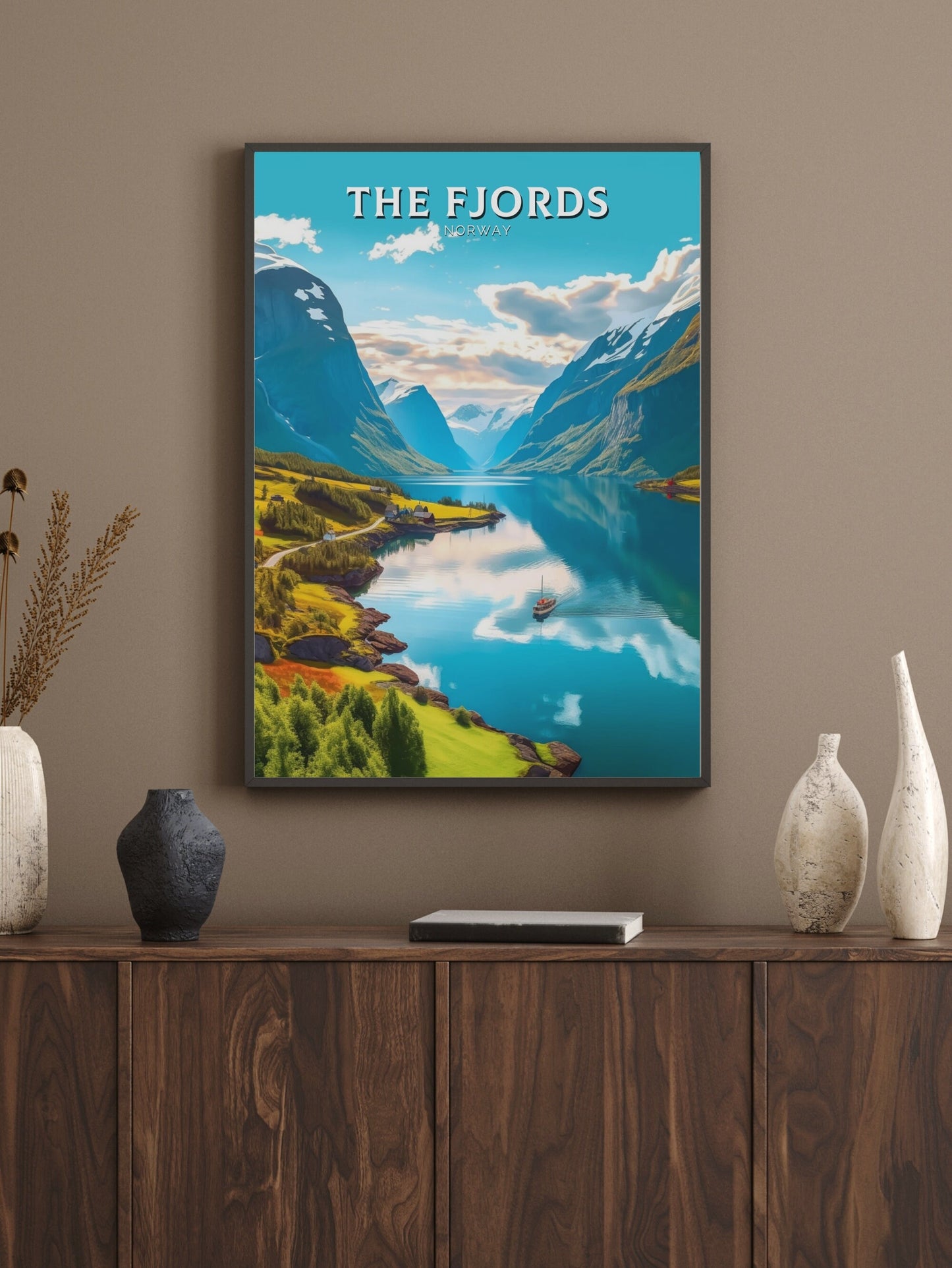The Fjords Travel Print | The Fjords Illustration | Norway Wall Art | Norway Print | The Fjords Travel Poster | Norway Wall Art | ID 251