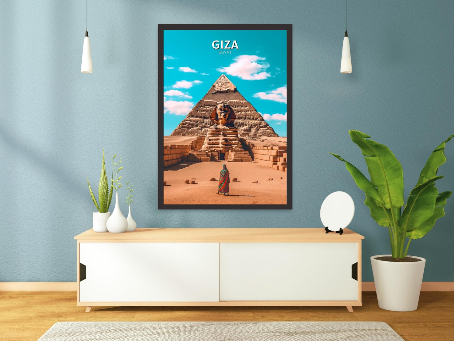 Giza Travel Print | Giza Illustration | Giza Wall Art | Giza Print | Egypt Print | Egypt Home Decor | Giza Poster | Travel gift | ID 012