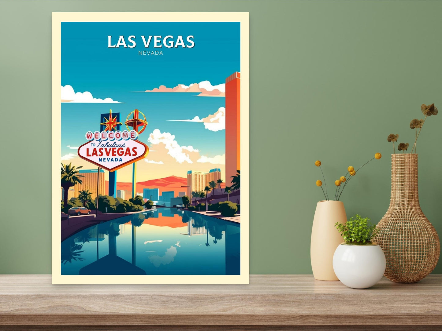 Las Vegas Poster | Las Vegas Travel Print | Las Vegas Illustration | Las Vegas Wall Art | Las Vegas USA Print | Travel Gift Vegas | ID 303