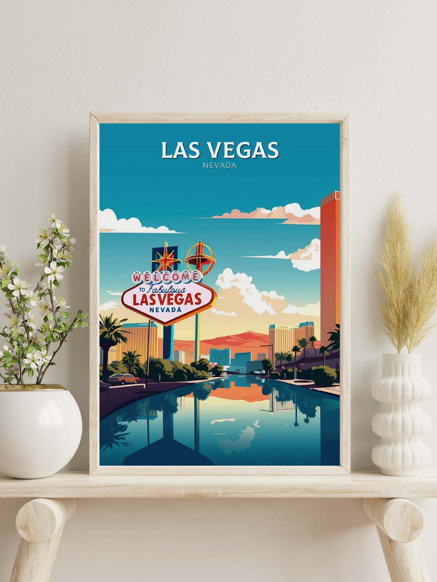 Las Vegas Poster | Las Vegas Travel Print | Las Vegas Illustration | Las Vegas Wall Art | Las Vegas USA Print | Travel Gift Vegas | ID 303