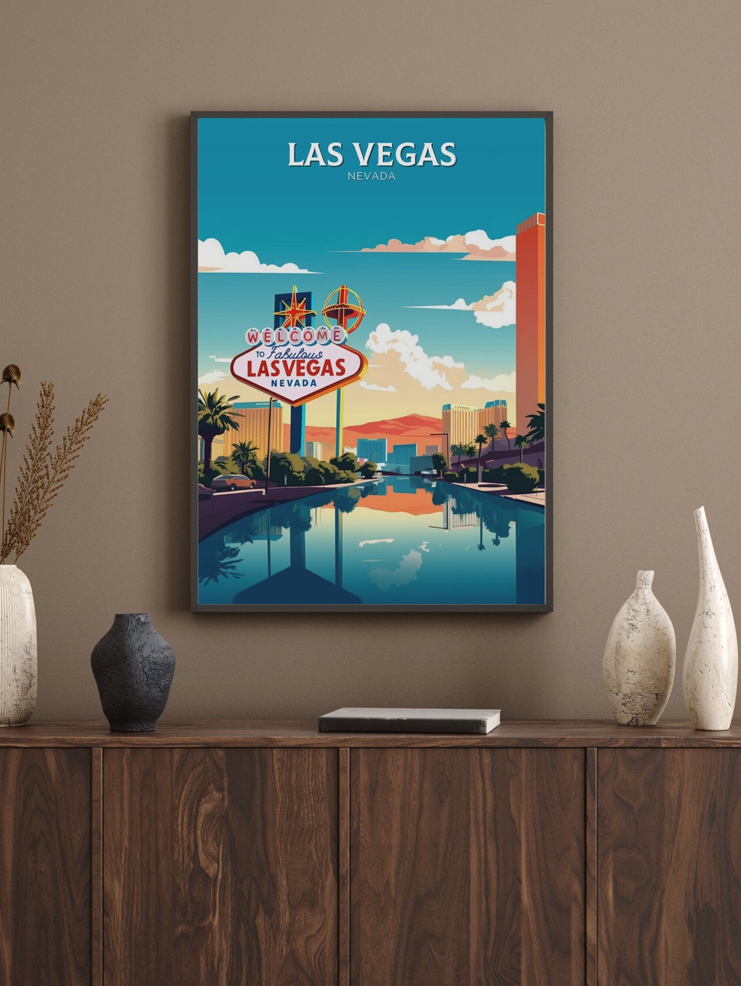 Las Vegas Poster | Las Vegas Travel Print | Las Vegas Illustration | Las Vegas Wall Art | Las Vegas USA Print | Travel Gift Vegas | ID 303