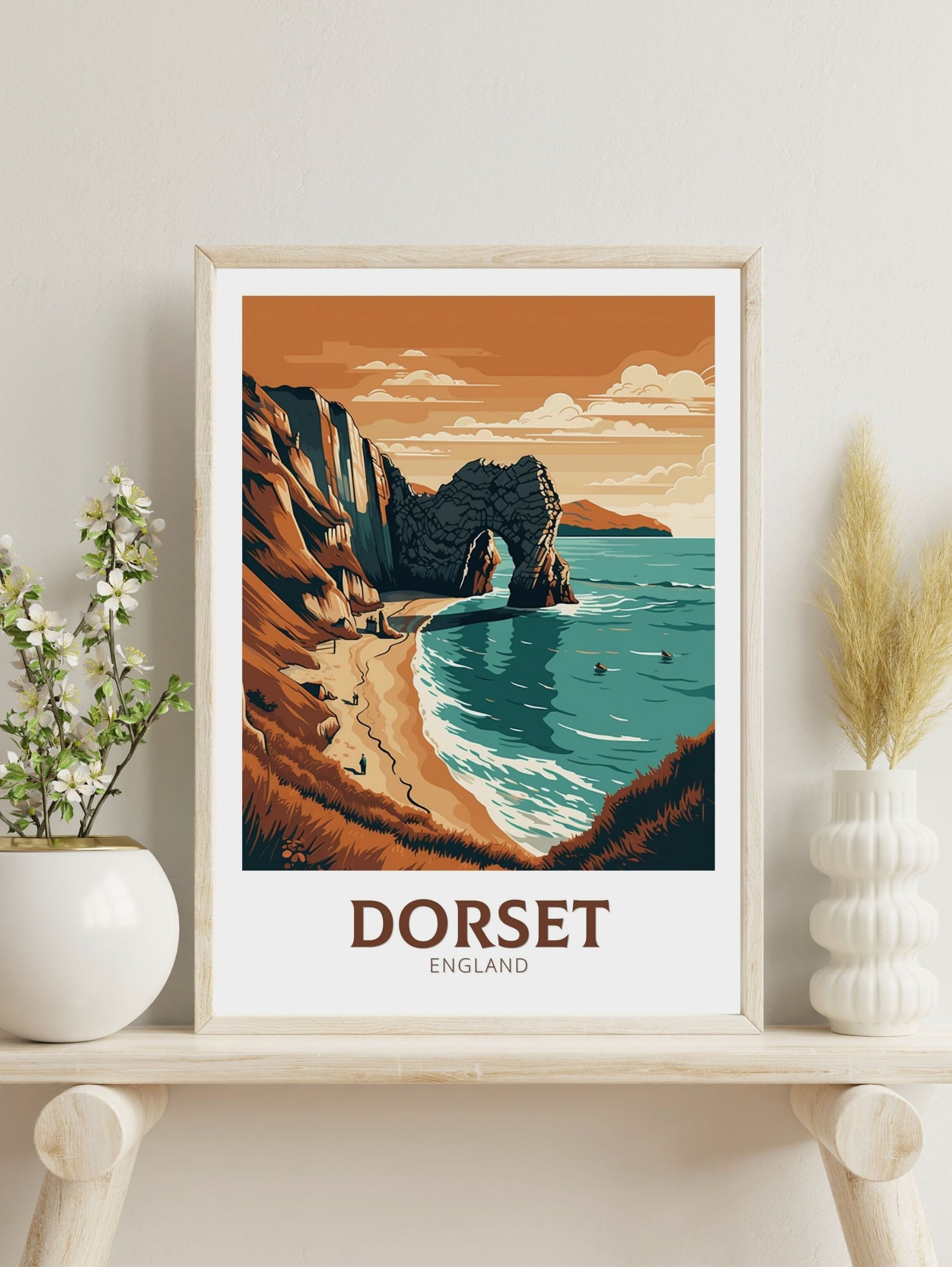 Dorset Travel Poster | Dorset Travel Print | Dorset Wall Art | England Print | England Home Decor | Dorset Poster | Travel gift | ID 155