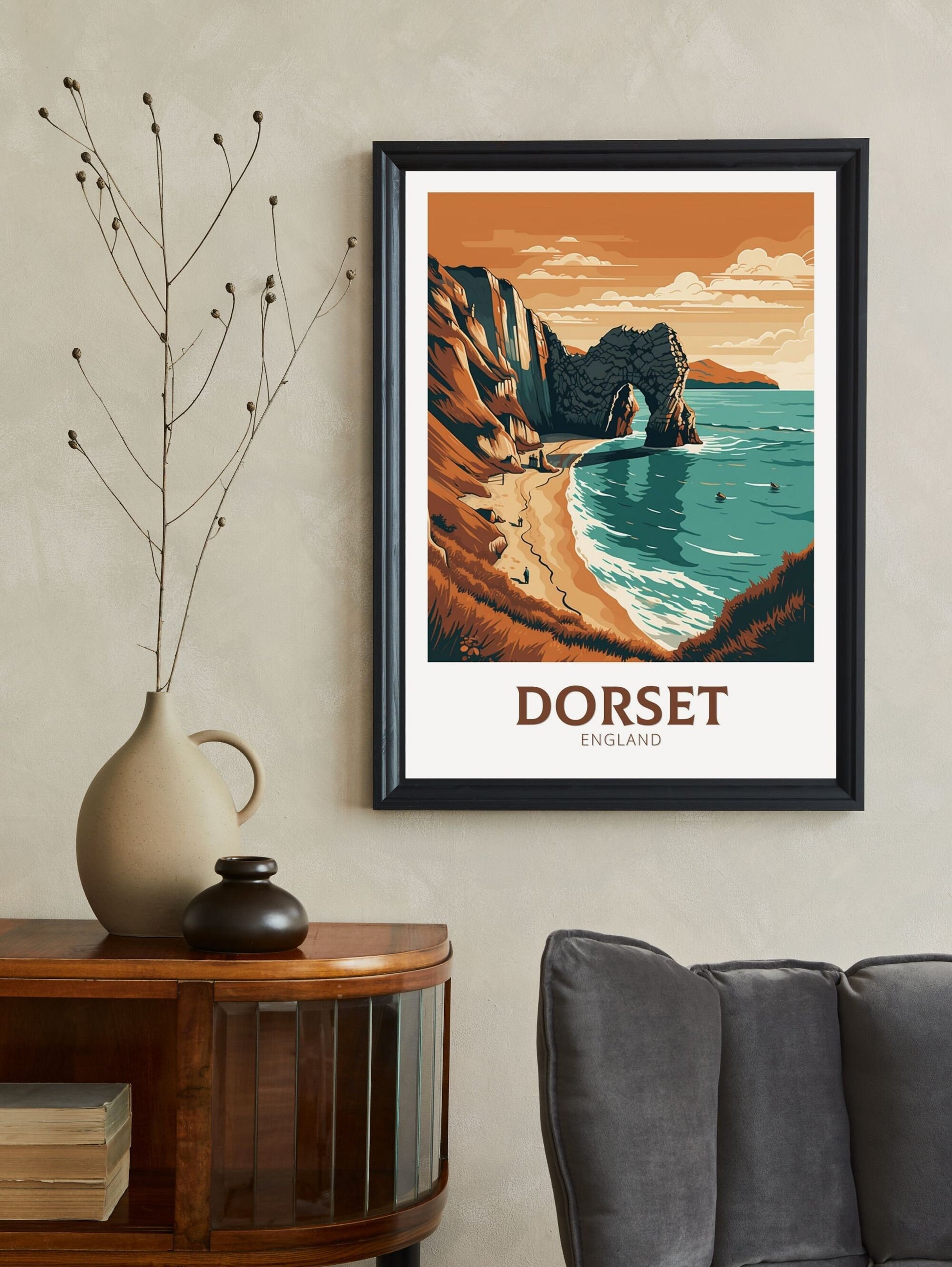 Dorset Travel Poster | Dorset Travel Print | Dorset Wall Art | England Print | England Home Decor | Dorset Poster | Travel gift | ID 155
