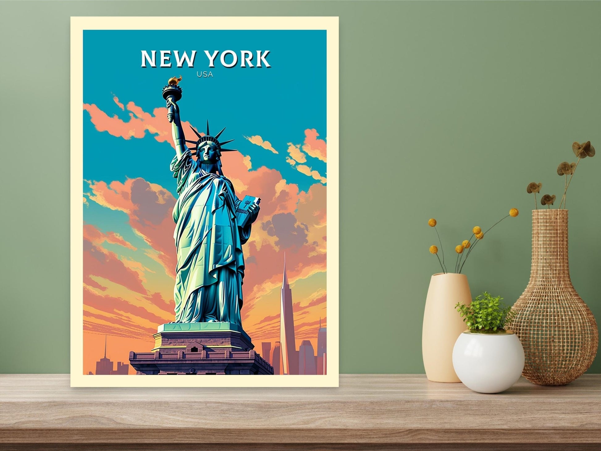 New York Travel Print | New York Poster | New York Design | New York Wall Art | New York Illustration | Statue of Liberty print | ID 340