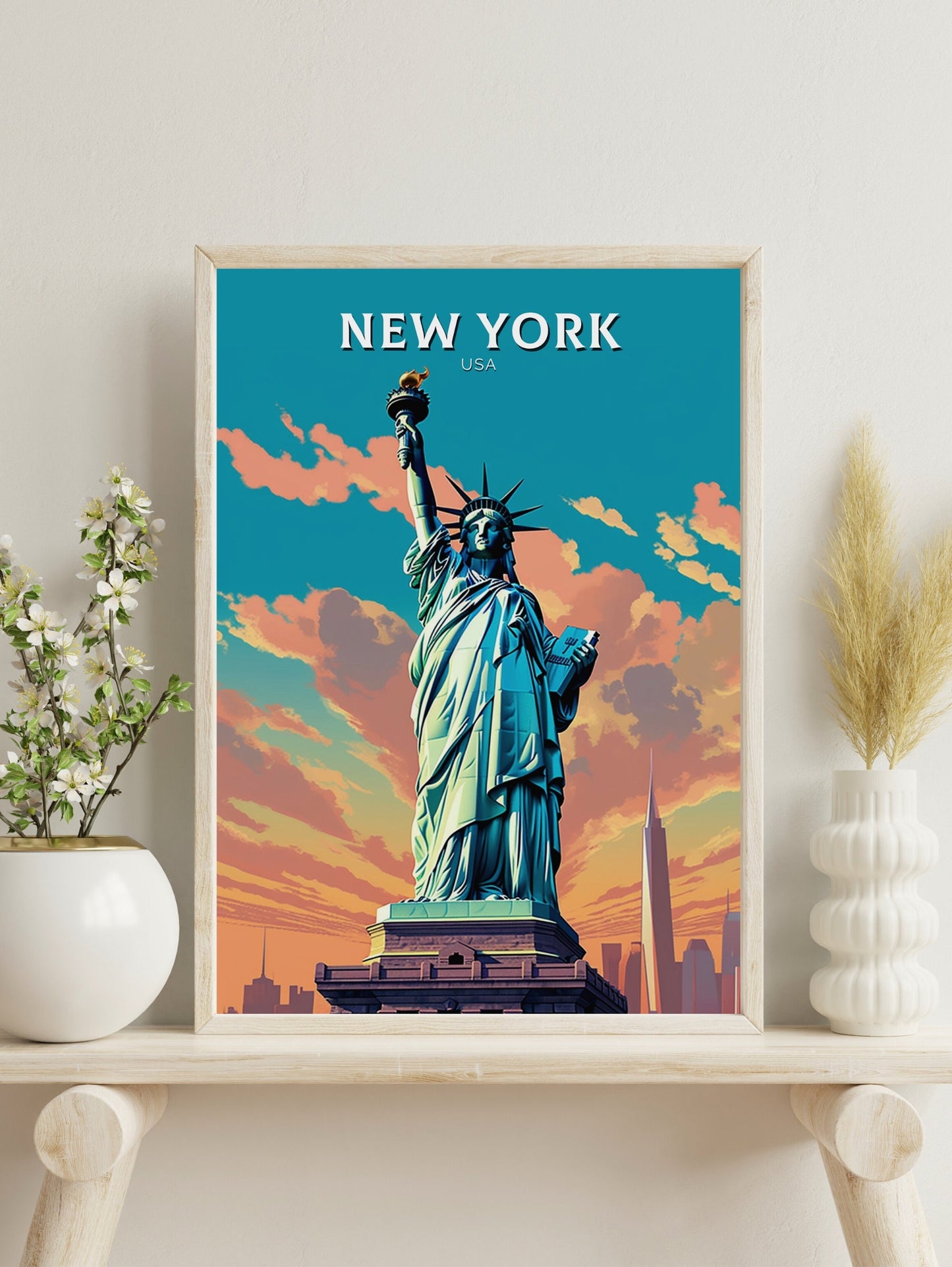 New York Travel Print | New York Poster | New York Design | New York Wall Art | New York Illustration | Statue of Liberty print | ID 340