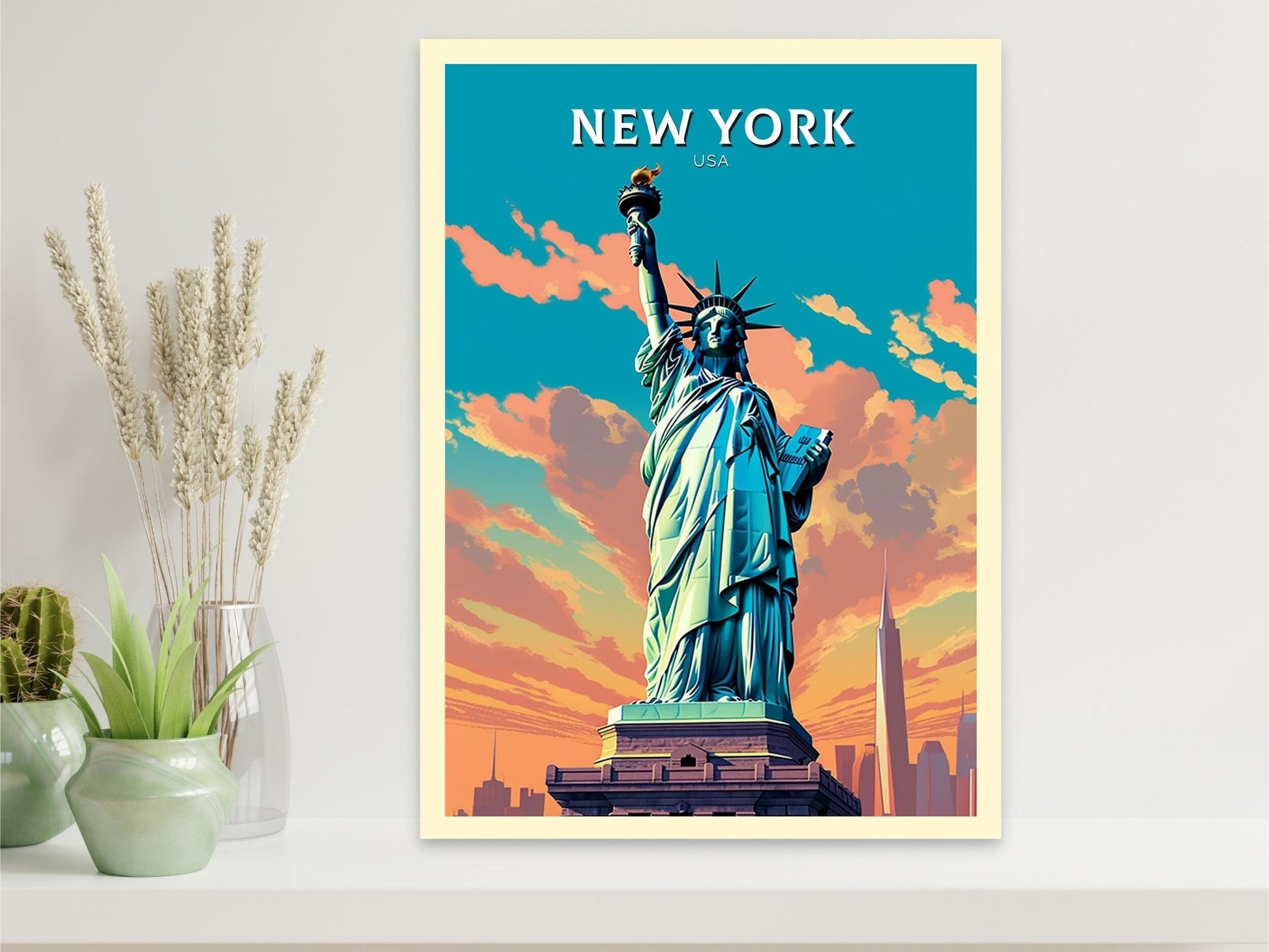 New York Travel Print | New York Poster | New York Design | New York Wall Art | New York Illustration | Statue of Liberty print | ID 340