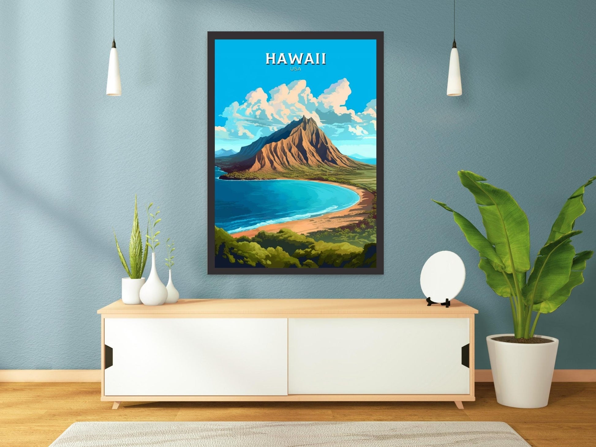 Hawaii Travel Print | Hawaii Poster | Hawaii Design | Hawaii Wall Art | Hawaii Illustration | The Islands of Hawaii print | ID 380