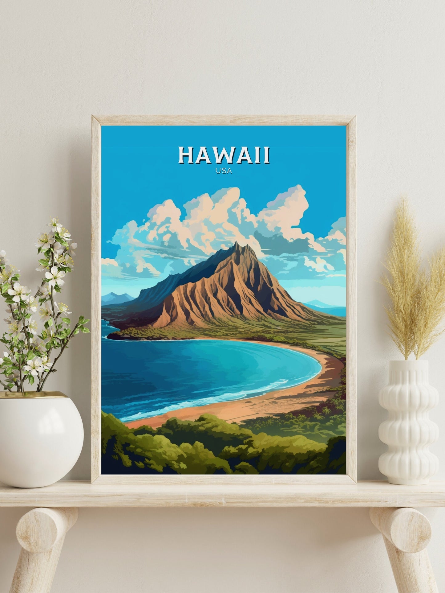 Hawaii Travel Print | Hawaii Poster | Hawaii Design | Hawaii Wall Art | Hawaii Illustration | The Islands of Hawaii print | ID 380