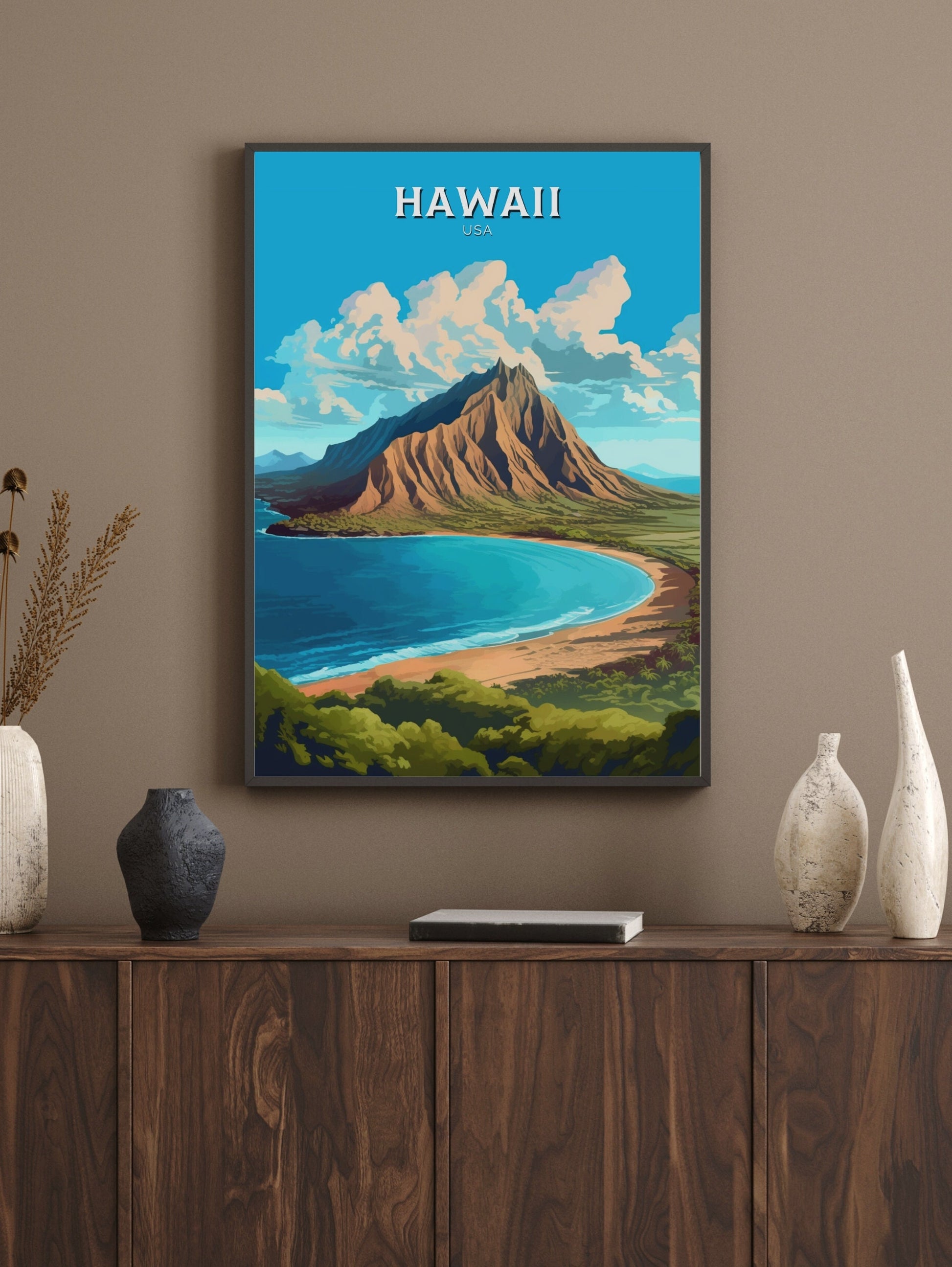 Hawaii Travel Print | Hawaii Poster | Hawaii Design | Hawaii Wall Art | Hawaii Illustration | The Islands of Hawaii print | ID 380