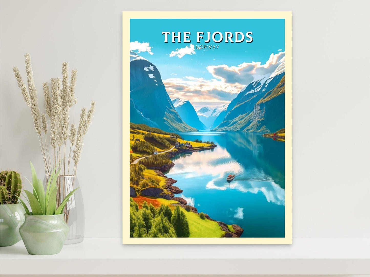 The Fjords Travel Print | The Fjords Illustration | Norway Wall Art | Norway Print | The Fjords Travel Poster | Norway Wall Art | ID 251