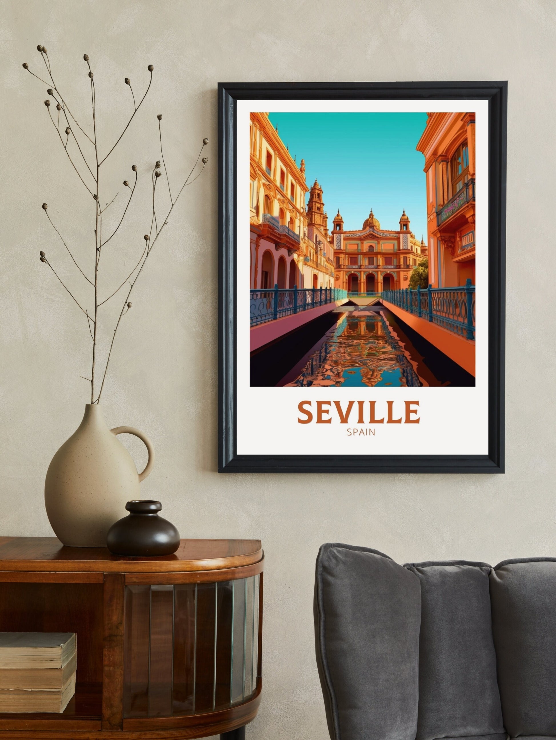 Seville Travel Poster | Seville Illustration | Seville Wall Art | Spain Travel Print | Seville Design | Seville Spain Painting | ID 254