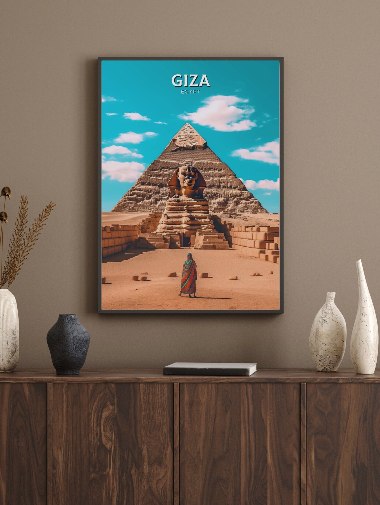 Giza Travel Print | Giza Illustration | Giza Wall Art | Giza Print | Egypt Print | Egypt Home Decor | Giza Poster | Travel gift | ID 012
