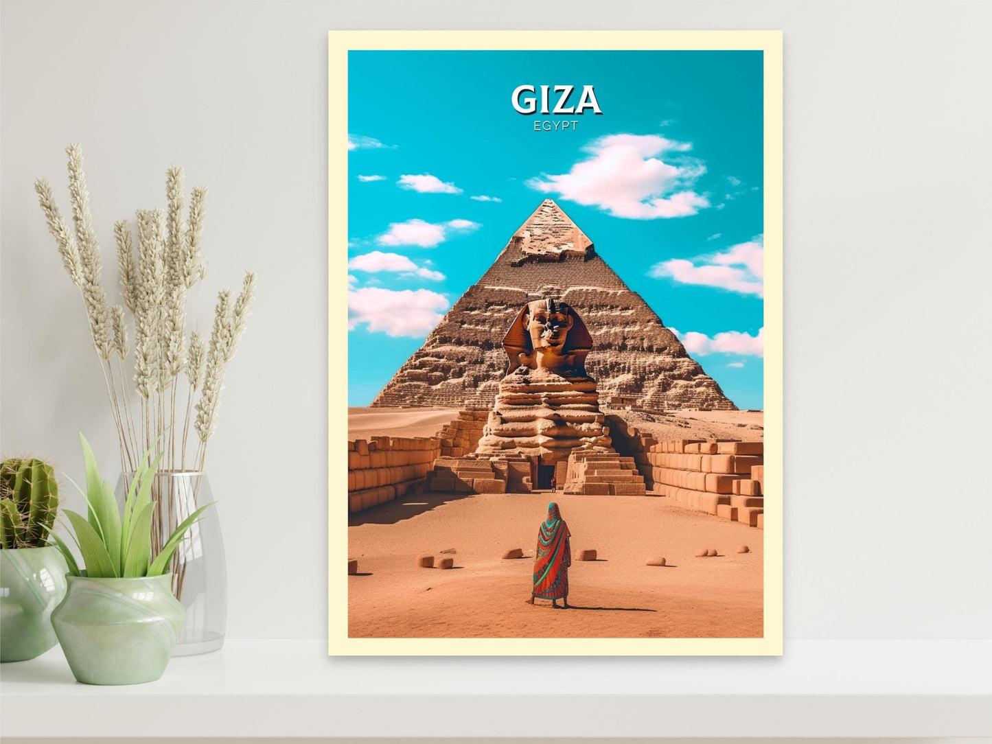 Giza Travel Print | Giza Illustration | Giza Wall Art | Giza Print | Egypt Print | Egypt Home Decor | Giza Poster | Travel gift | ID 012