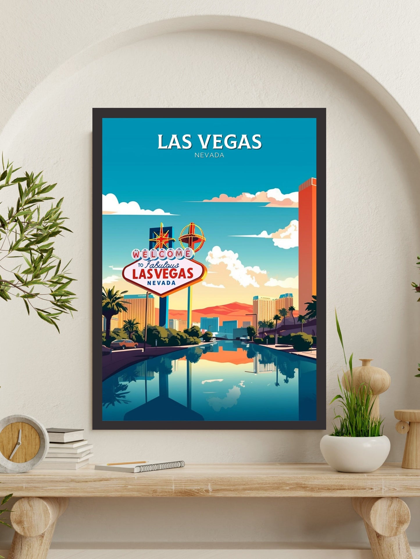Las Vegas Poster | Las Vegas Travel Print | Las Vegas Illustration | Las Vegas Wall Art | Las Vegas USA Print | Travel Gift Vegas | ID 303