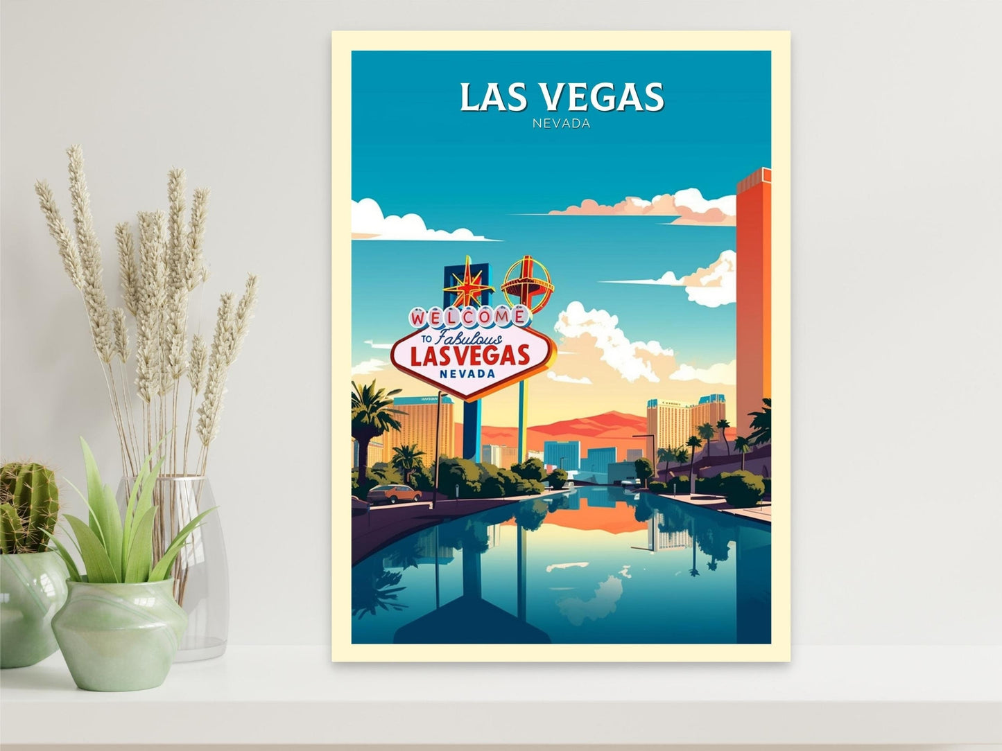 Las Vegas Poster | Las Vegas Travel Print | Las Vegas Illustration | Las Vegas Wall Art | Las Vegas USA Print | Travel Gift Vegas | ID 303