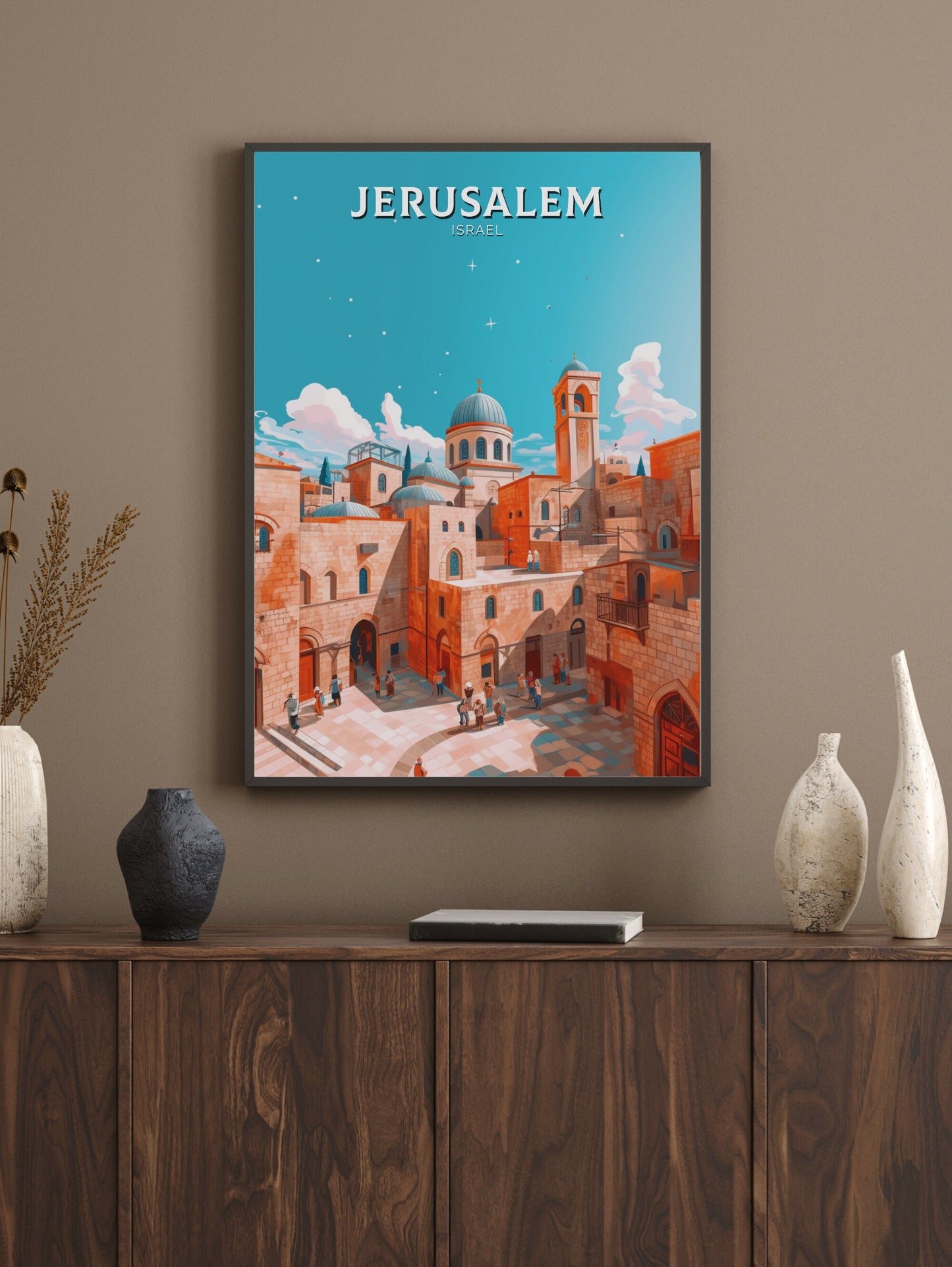Jerusalem Travel Poster | Jerusalem Illustration | Jerusalem Wall Art | Jerusalem Poster | Jerusalem Print | Old City Print | ID 391