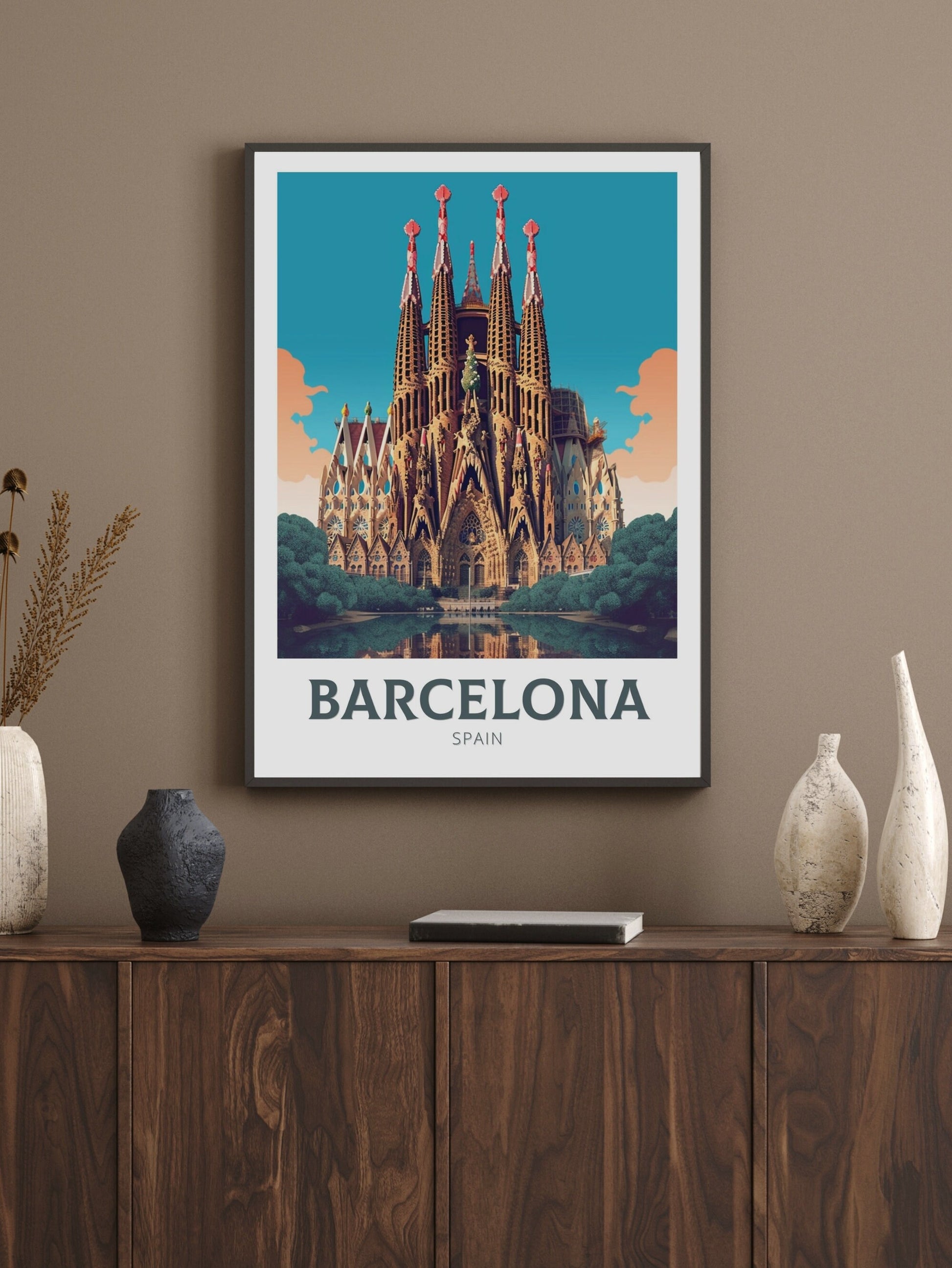 Barcelona Poster | Barcelona Travel Print | La Sagrada Familia Illustration | Barcelona Wall Art | Spain Print | Barcelona Print | ID 328