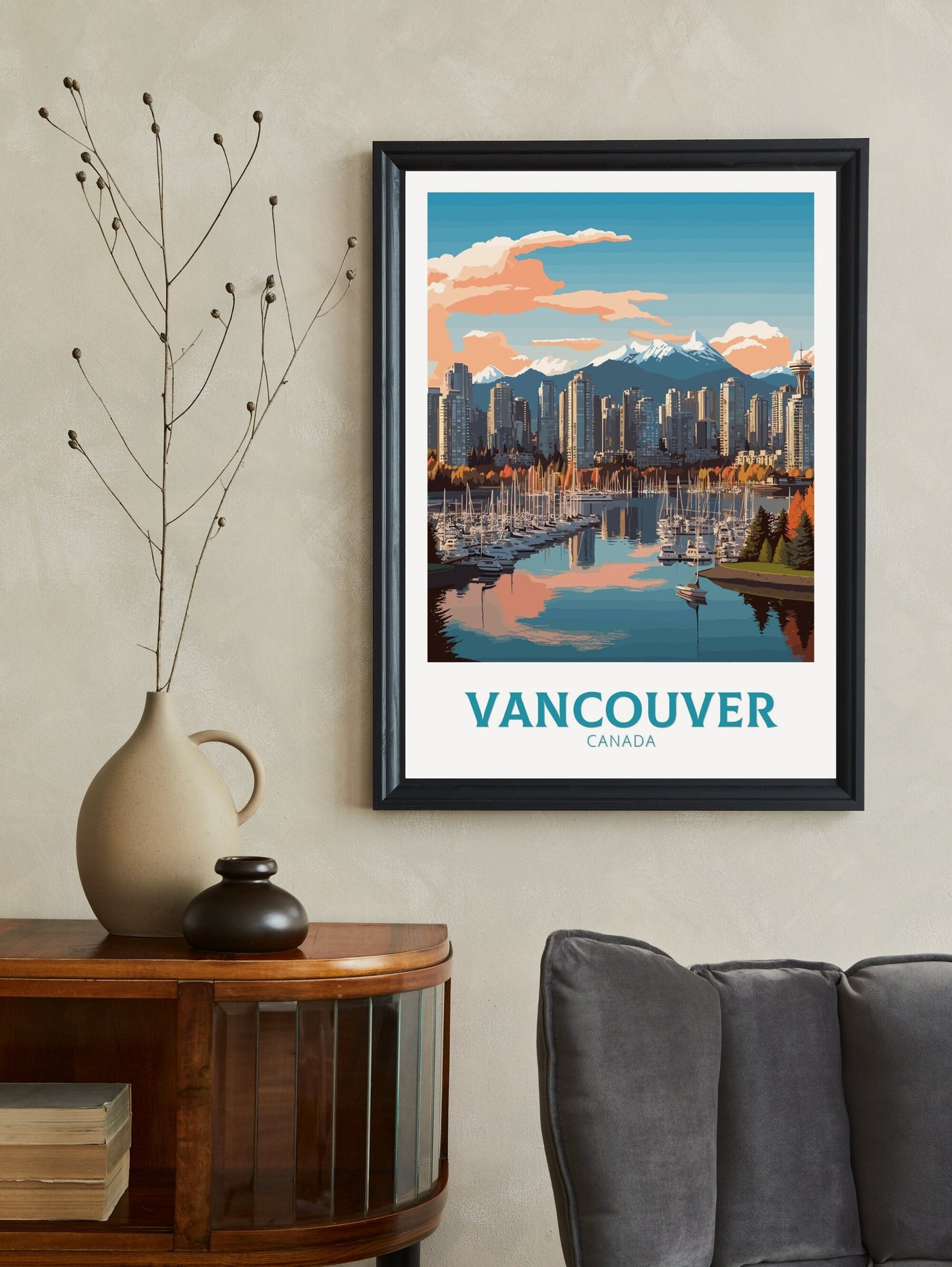 Vancouver Poster | Vancouver Travel Print | Illustration | Vancouver Art | Vancouver Wall Art | City Landscape | Canada Print | ID 393