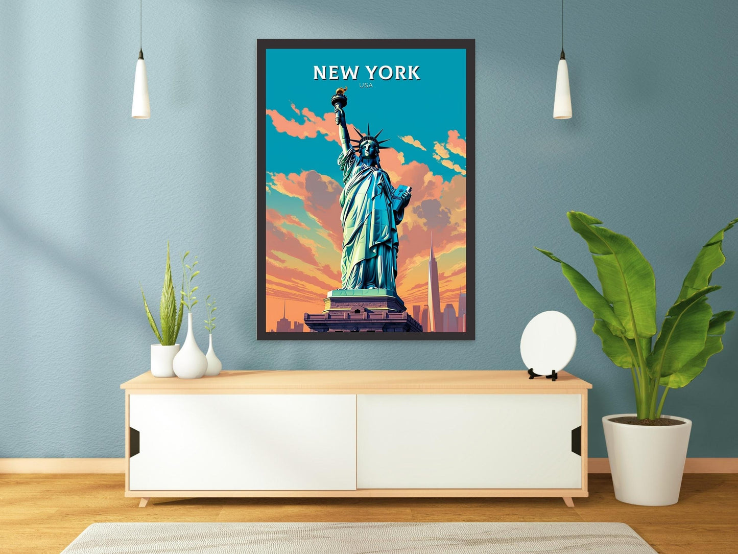 New York Travel Print | New York Poster | New York Design | New York Wall Art | New York Illustration | Statue of Liberty print | ID 340