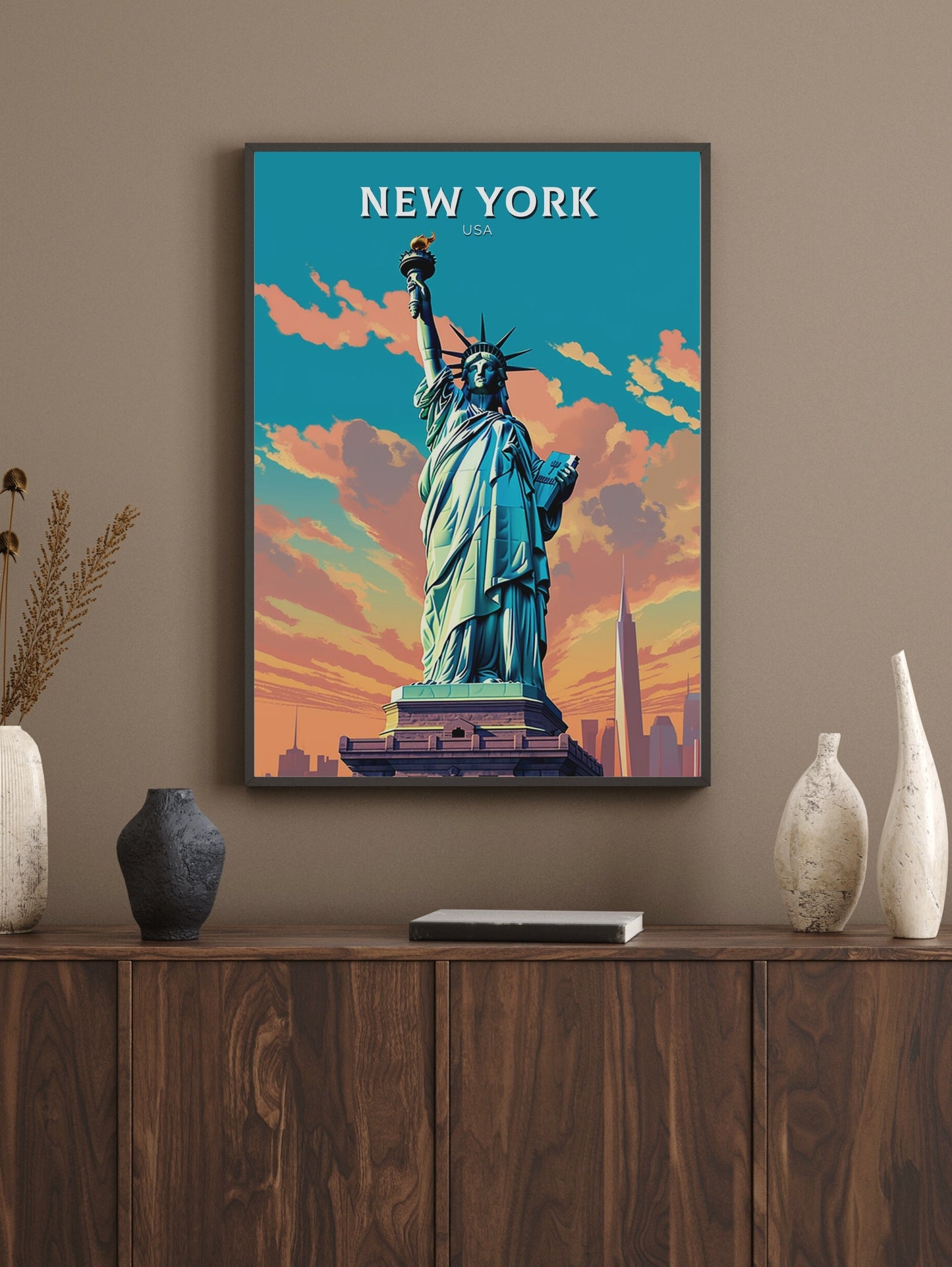 New York Travel Print | New York Poster | New York Design | New York Wall Art | New York Illustration | Statue of Liberty print | ID 340