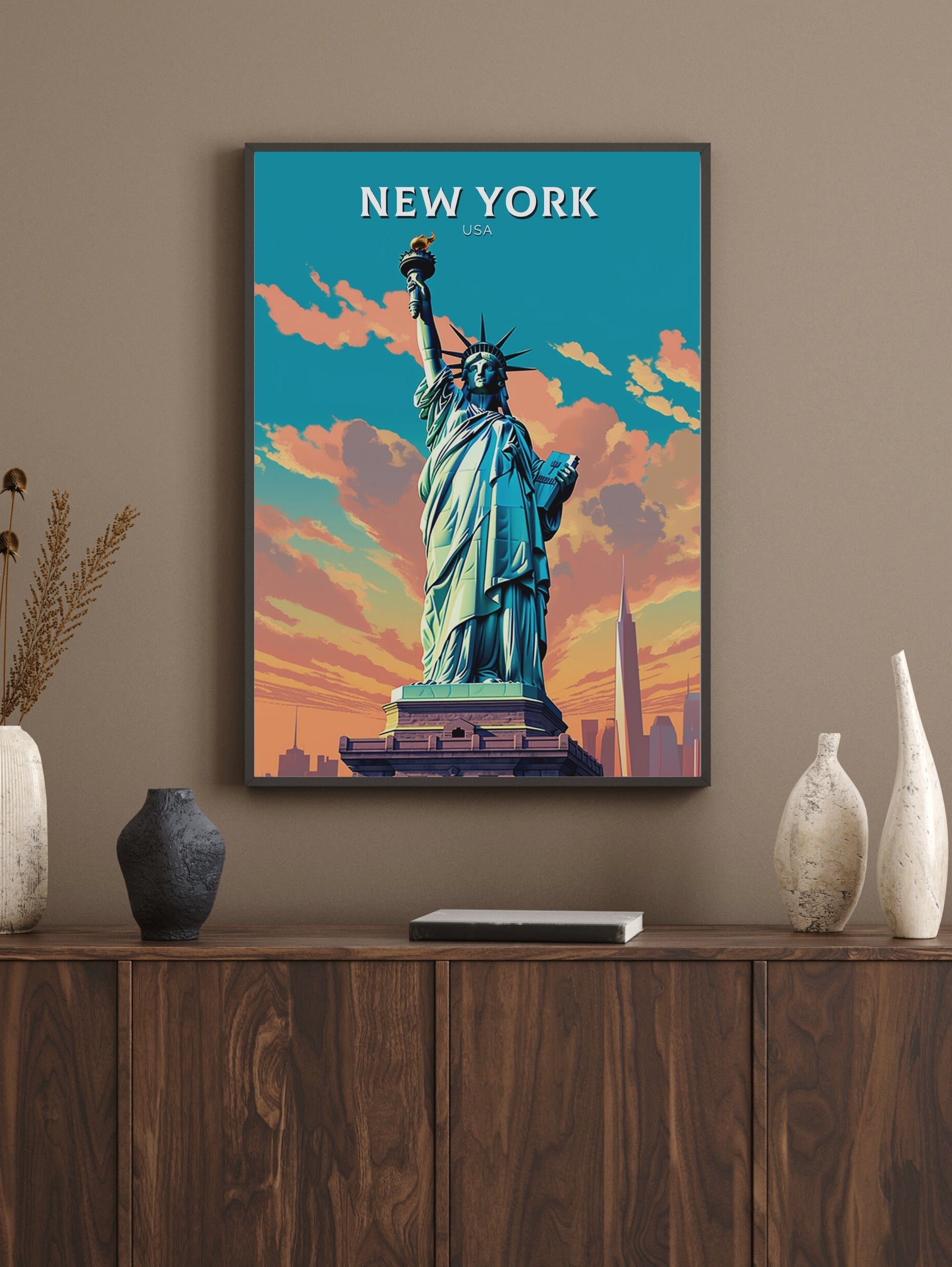 New York Travel Print | New York Poster | New York Design | New York Wall Art | New York Illustration | Statue of Liberty print | ID 340