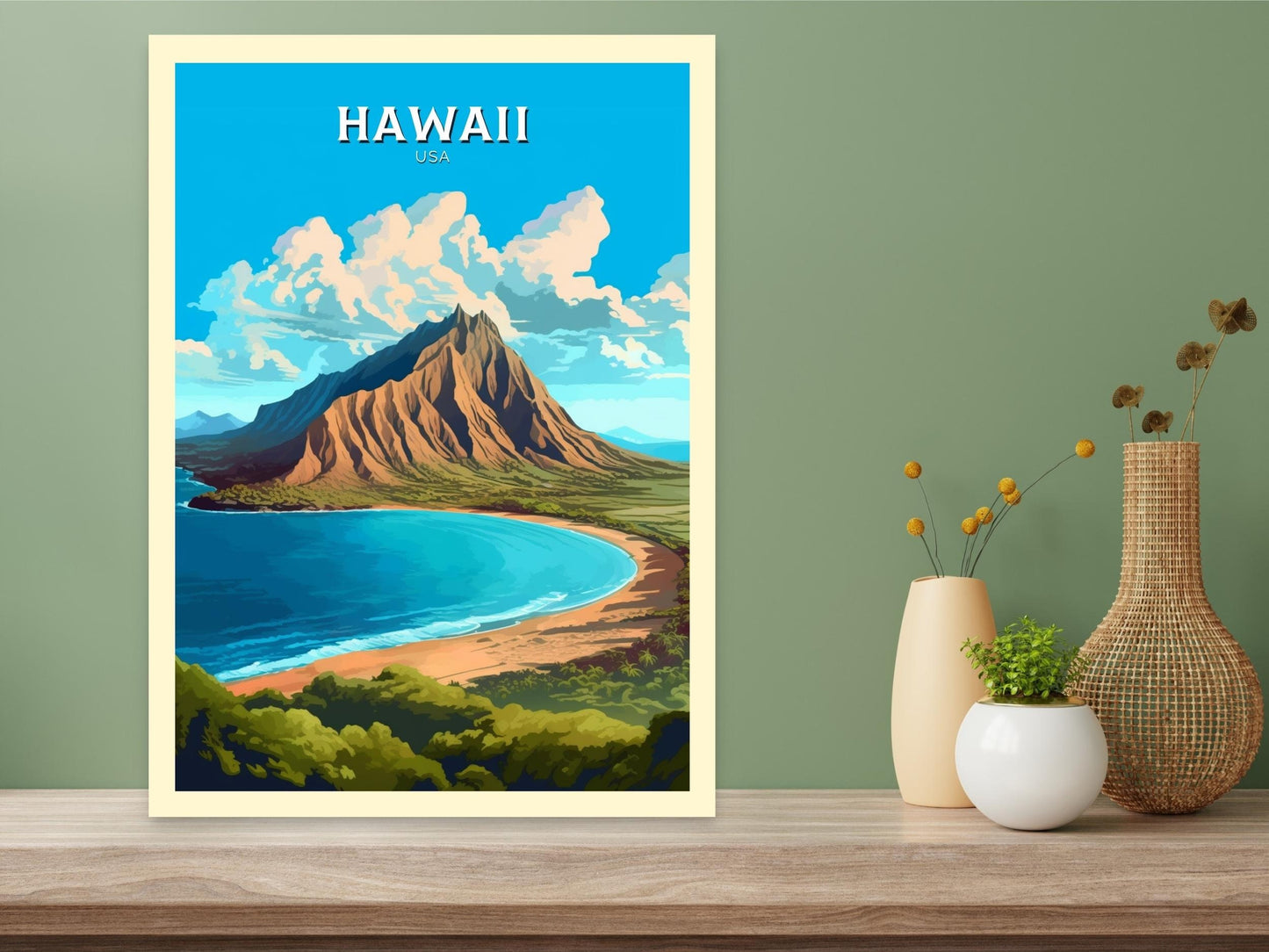 Hawaii Travel Print | Hawaii Poster | Hawaii Design | Hawaii Wall Art | Hawaii Illustration | The Islands of Hawaii print | ID 380