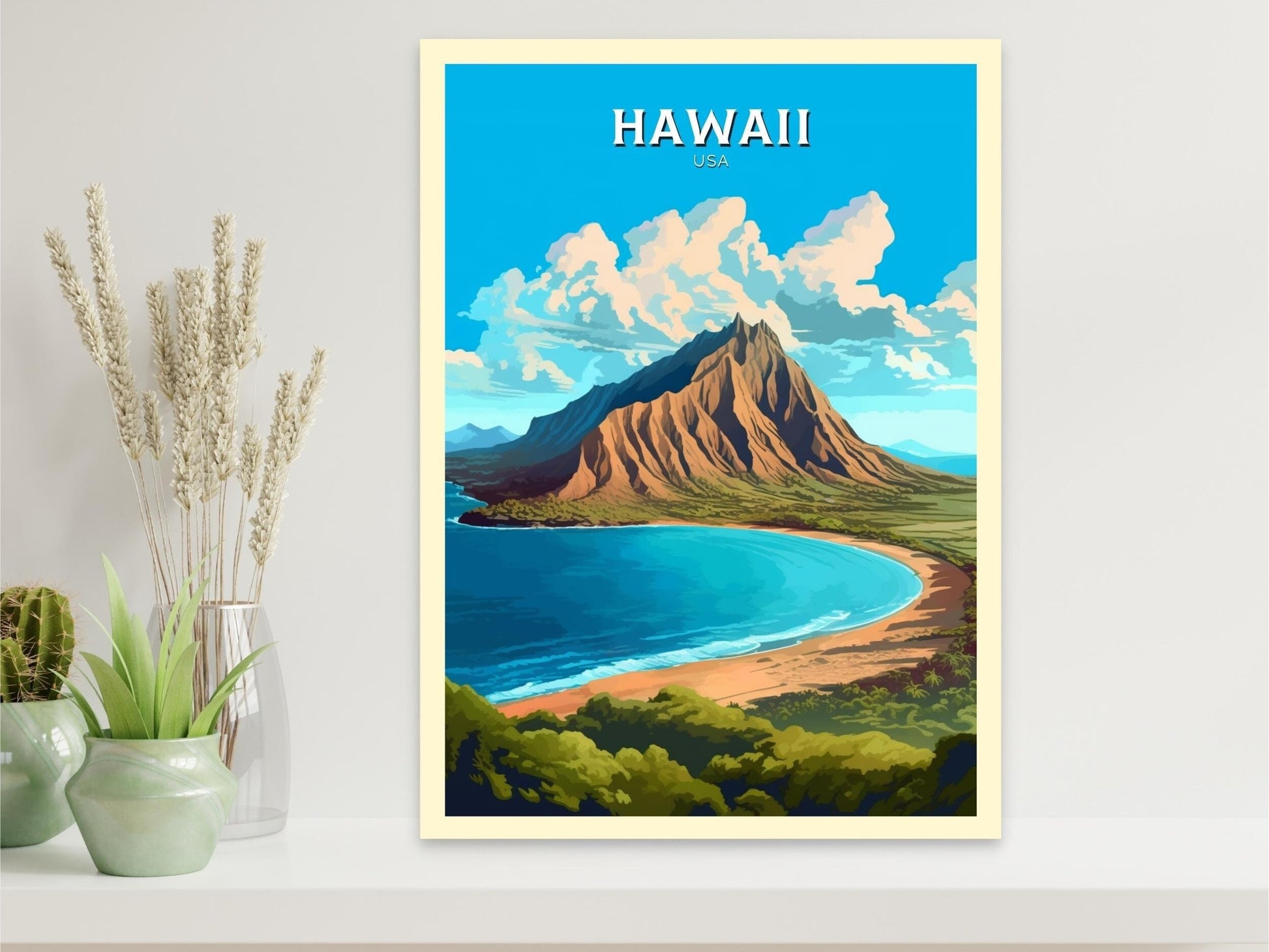 Hawaii Travel Print | Hawaii Poster | Hawaii Design | Hawaii Wall Art | Hawaii Illustration | The Islands of Hawaii print | ID 380
