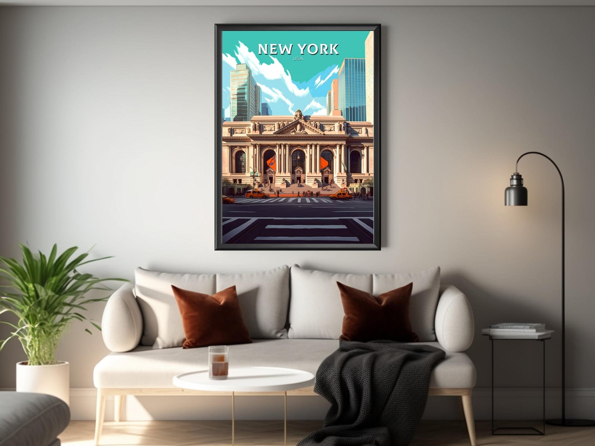 New York Travel Print | New York Poster | NY Library Poster | New York Design | New York Wall Art | New York Illustration | ID 447