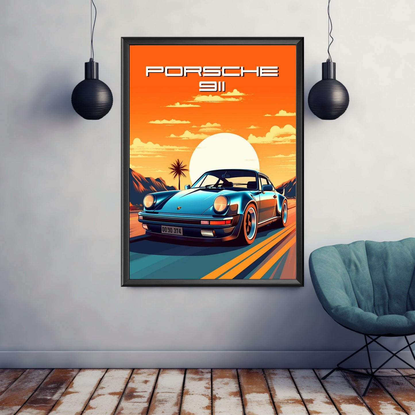Porsche 911 Print, 1970s