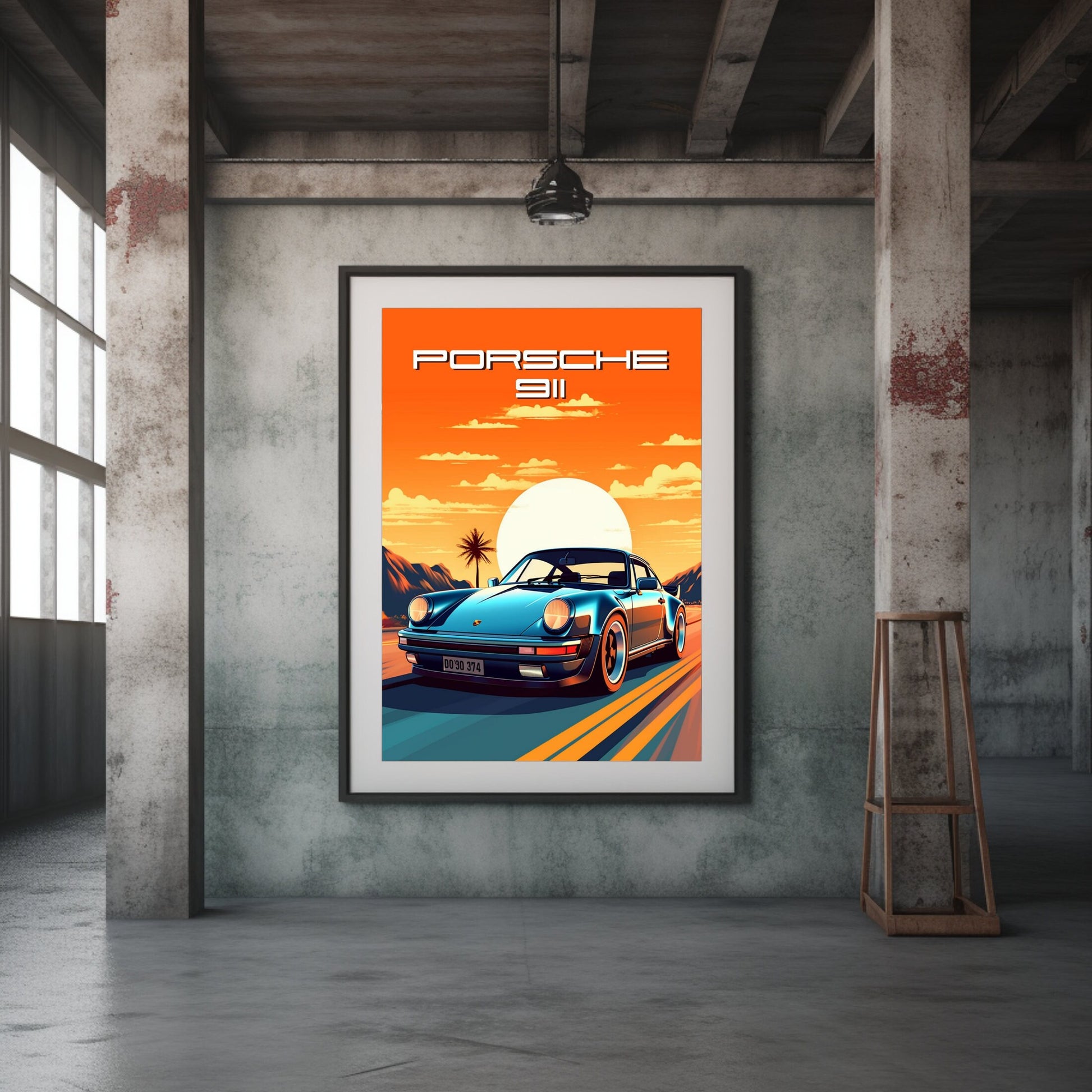 Porsche 911 Print, 1970s