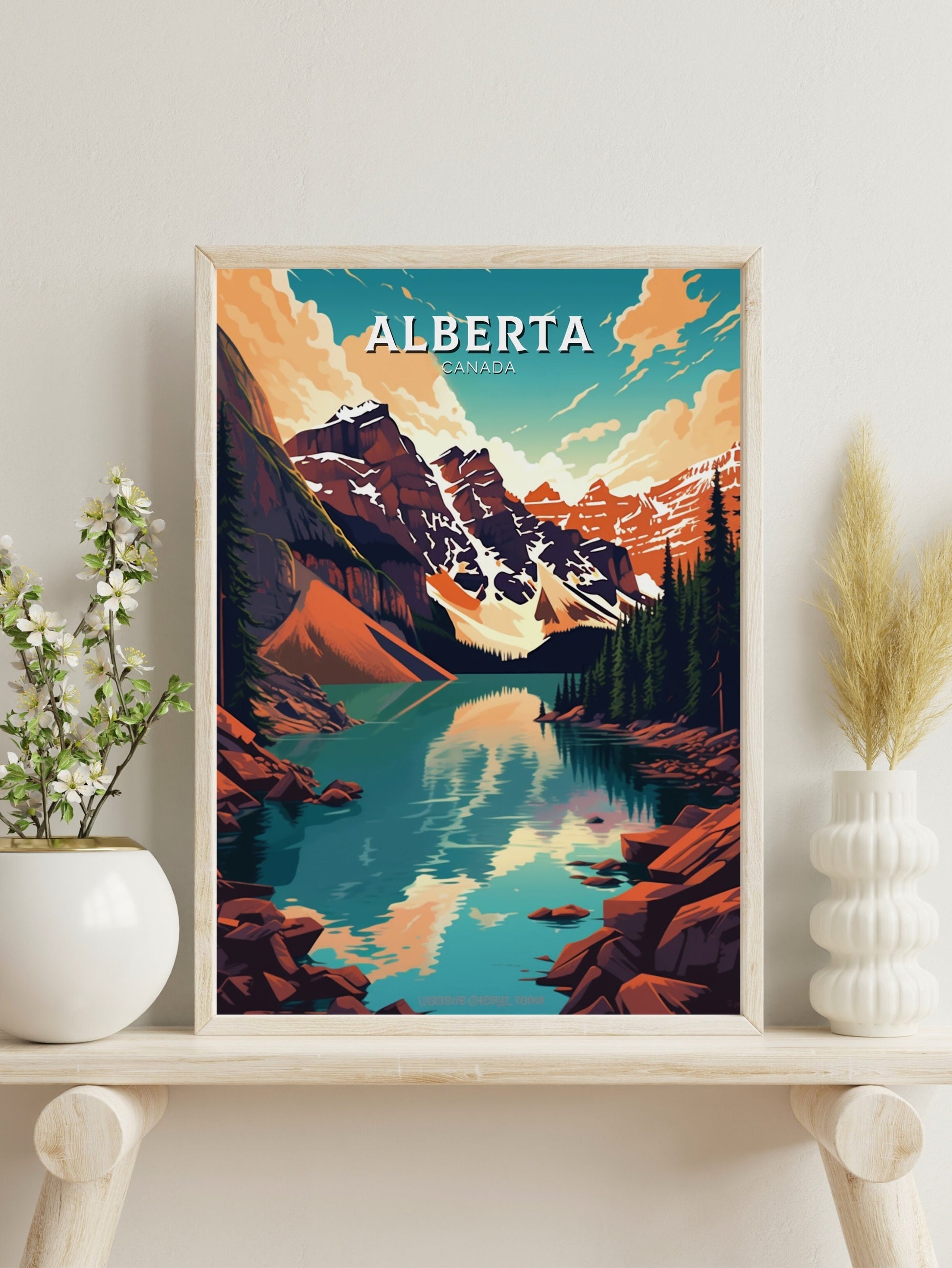 Alberta Travel Print | Alberta Poster | Alberta Illustration | Alberta Art | Alberta Wall Art | Mountain Print | Canada Print | ID 467