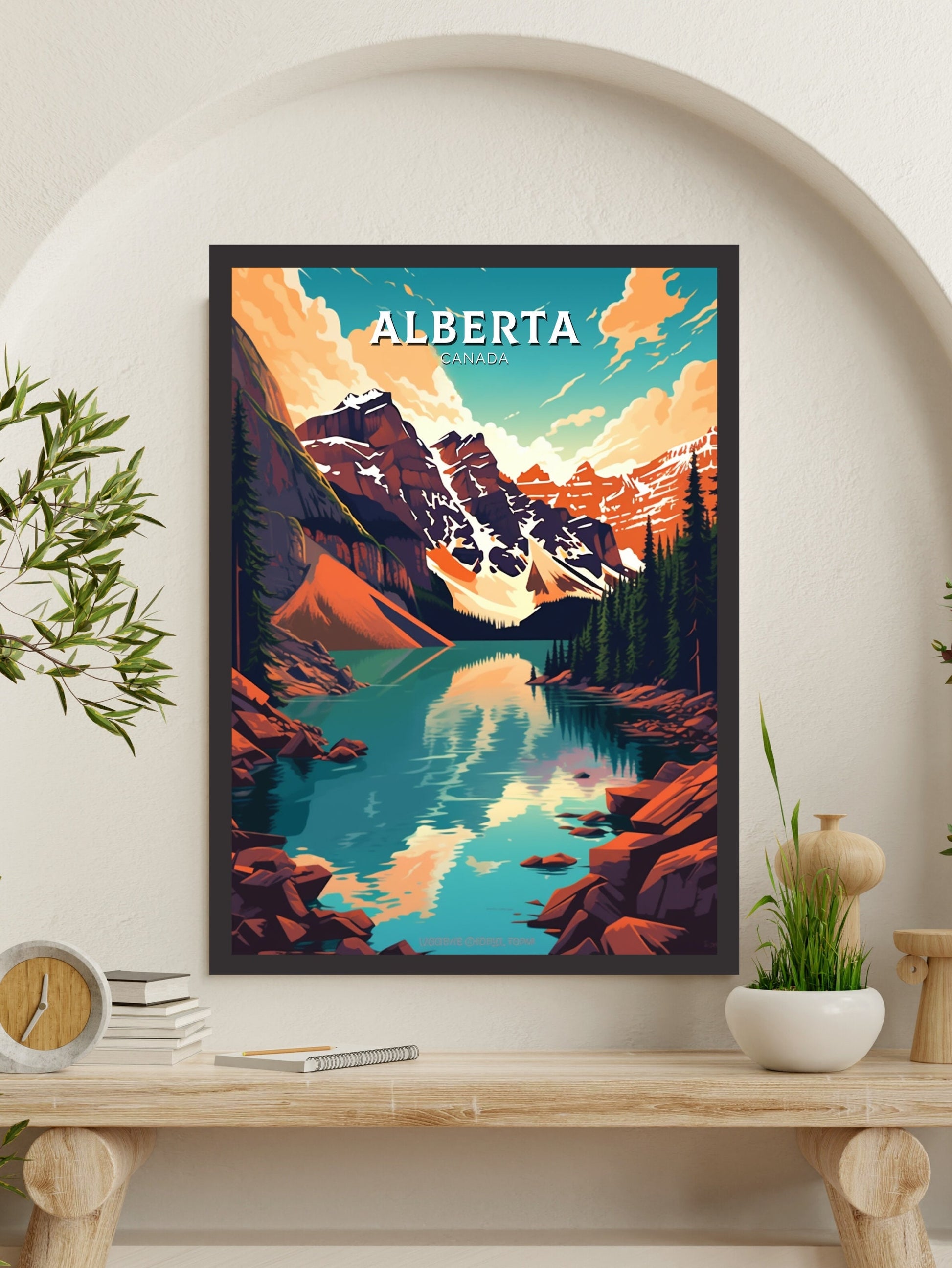 Alberta Travel Print | Alberta Poster | Alberta Illustration | Alberta Art | Alberta Wall Art | Mountain Print | Canada Print | ID 467