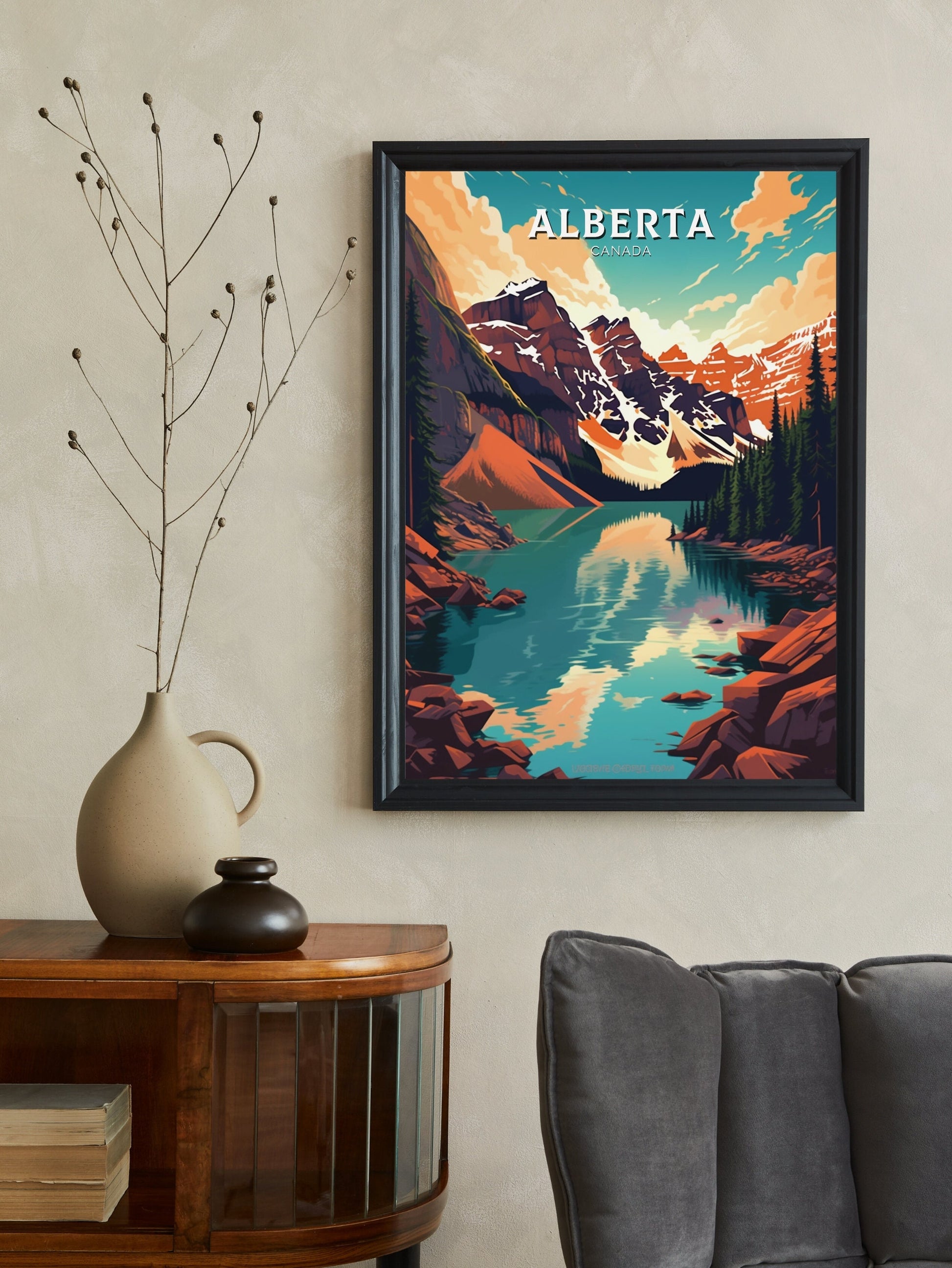Alberta Travel Print | Alberta Poster | Alberta Illustration | Alberta Art | Alberta Wall Art | Mountain Print | Canada Print | ID 467