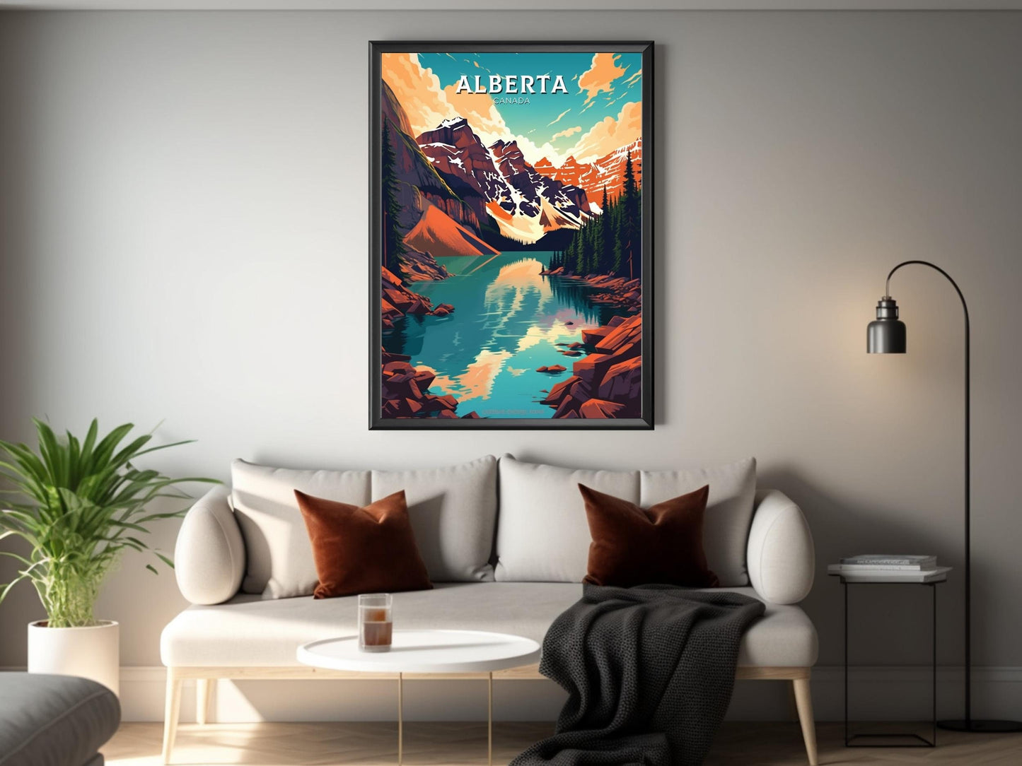Alberta Travel Print | Alberta Poster | Alberta Illustration | Alberta Art | Alberta Wall Art | Mountain Print | Canada Print | ID 467