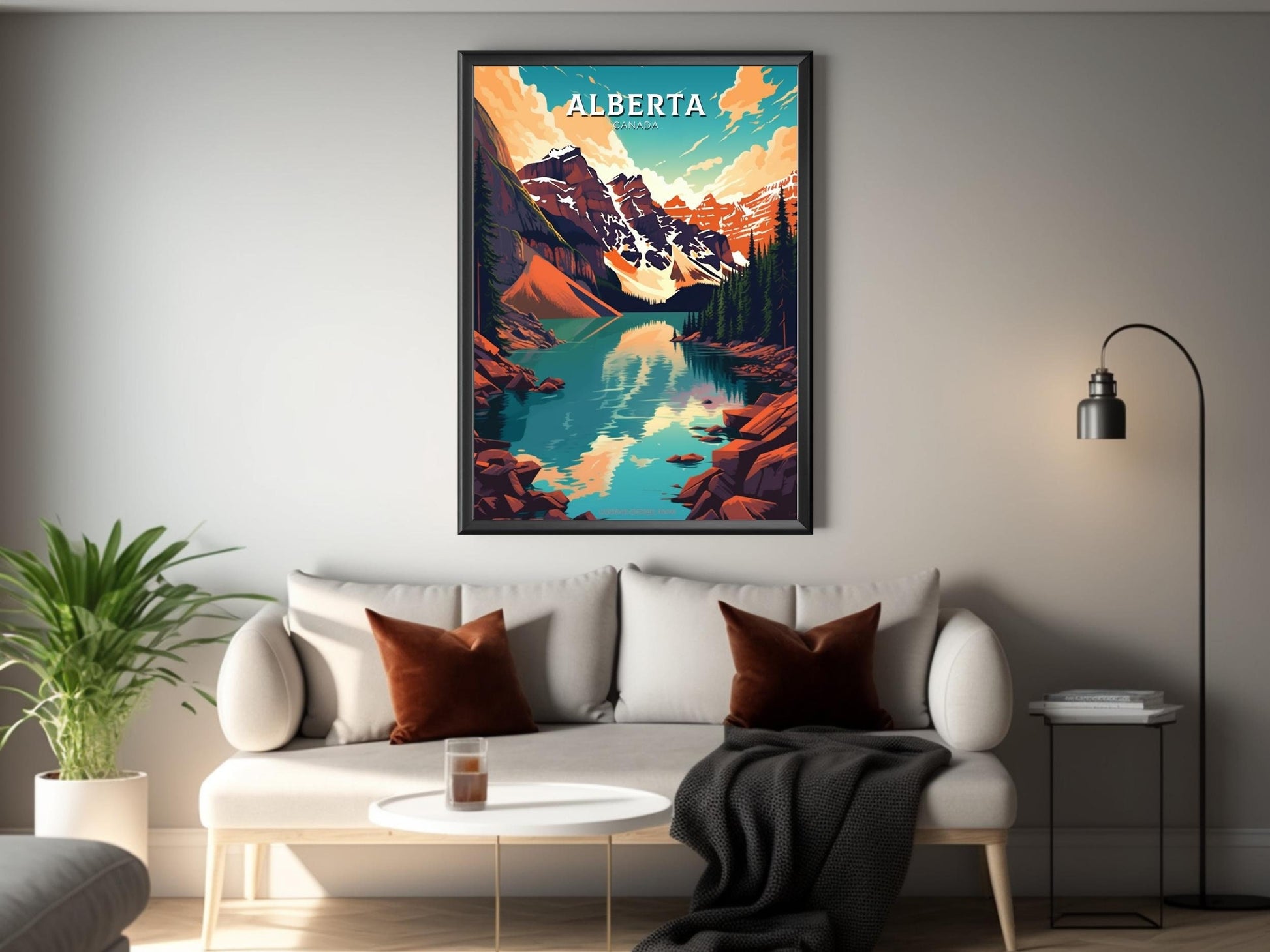 Alberta Travel Print | Alberta Poster | Alberta Illustration | Alberta Art | Alberta Wall Art | Mountain Print | Canada Print | ID 467