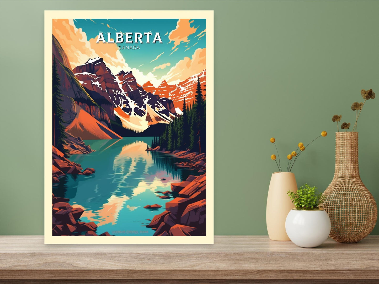 Alberta Travel Print | Alberta Poster | Alberta Illustration | Alberta Art | Alberta Wall Art | Mountain Print | Canada Print | ID 467