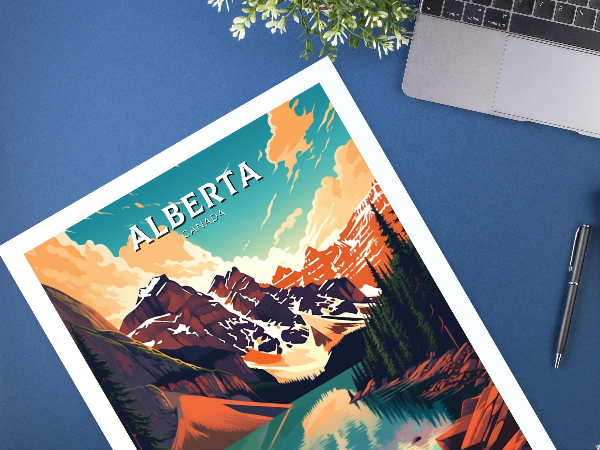 Alberta Travel Print | Alberta Poster | Alberta Illustration | Alberta Art | Alberta Wall Art | Mountain Print | Canada Print | ID 467