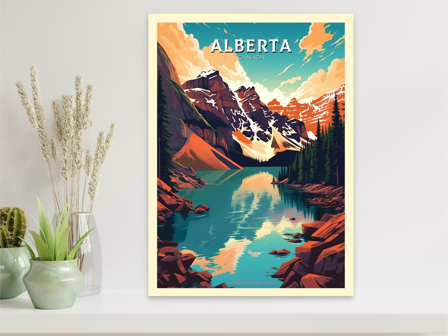 Alberta Travel Print | Alberta Poster | Alberta Illustration | Alberta Art | Alberta Wall Art | Mountain Print | Canada Print | ID 467