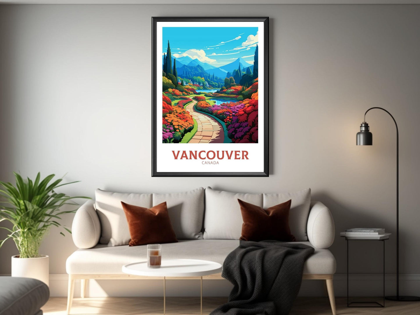Vancouver Poster | Vancouver Travel Print | Butchart Gardens Poster | Illustration | Vancouver Art | City Landscape | Canada Print | ID 480