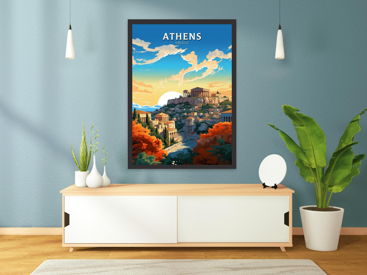 Athens Poster | Athens Illustration | Acropolis | Athens Travel Print | Greece Print | Greece Home Decor | Parthenon Poster | ID 485