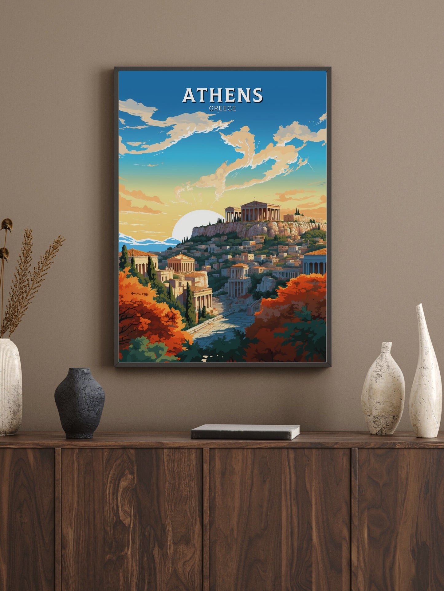 Athens Poster | Athens Illustration | Acropolis | Athens Travel Print | Greece Print | Greece Home Decor | Parthenon Poster | ID 485