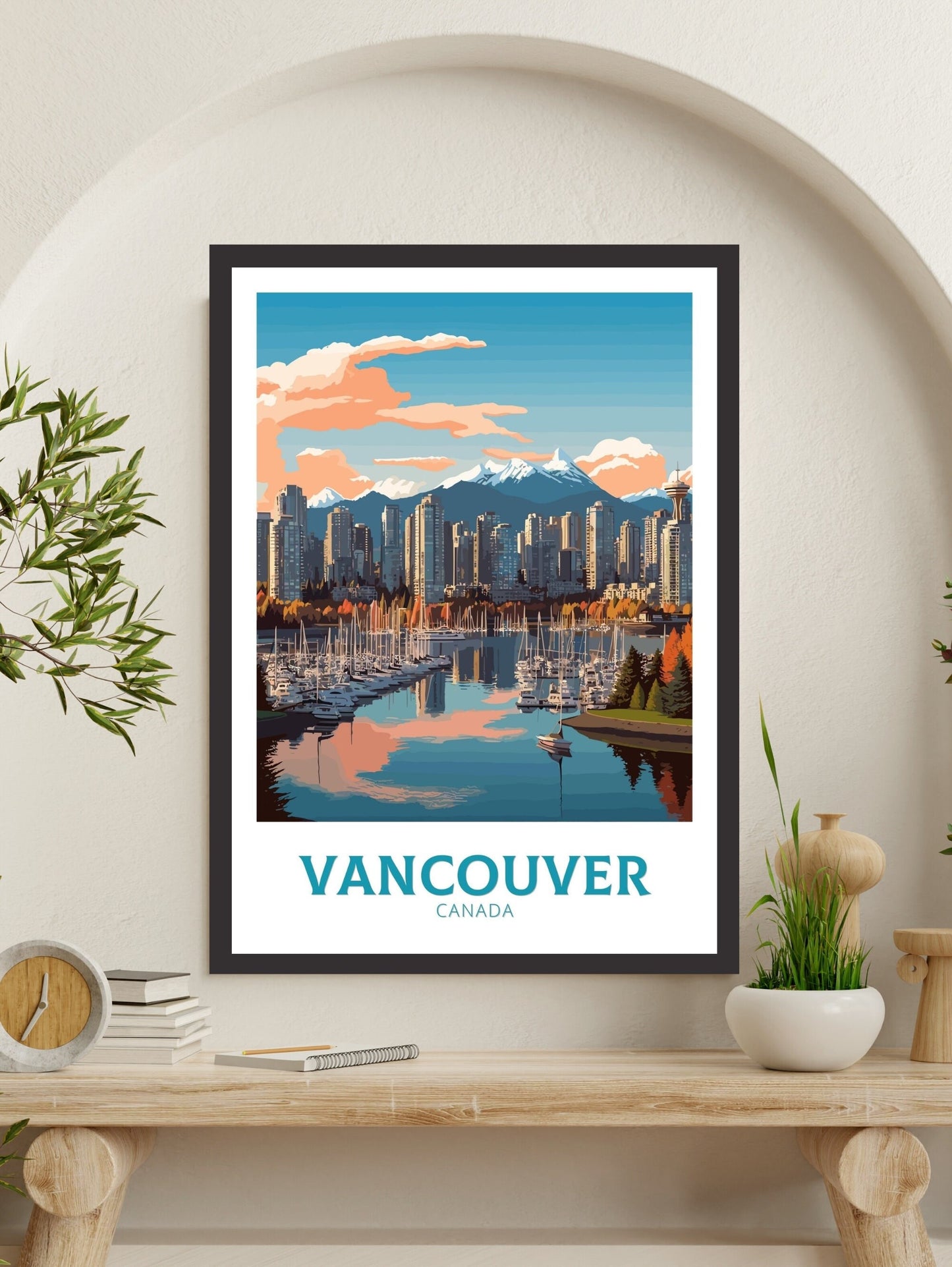 Vancouver Poster | Vancouver Travel Print | Illustration | Vancouver Art | Vancouver Wall Art | City Landscape | Canada Print | ID 393