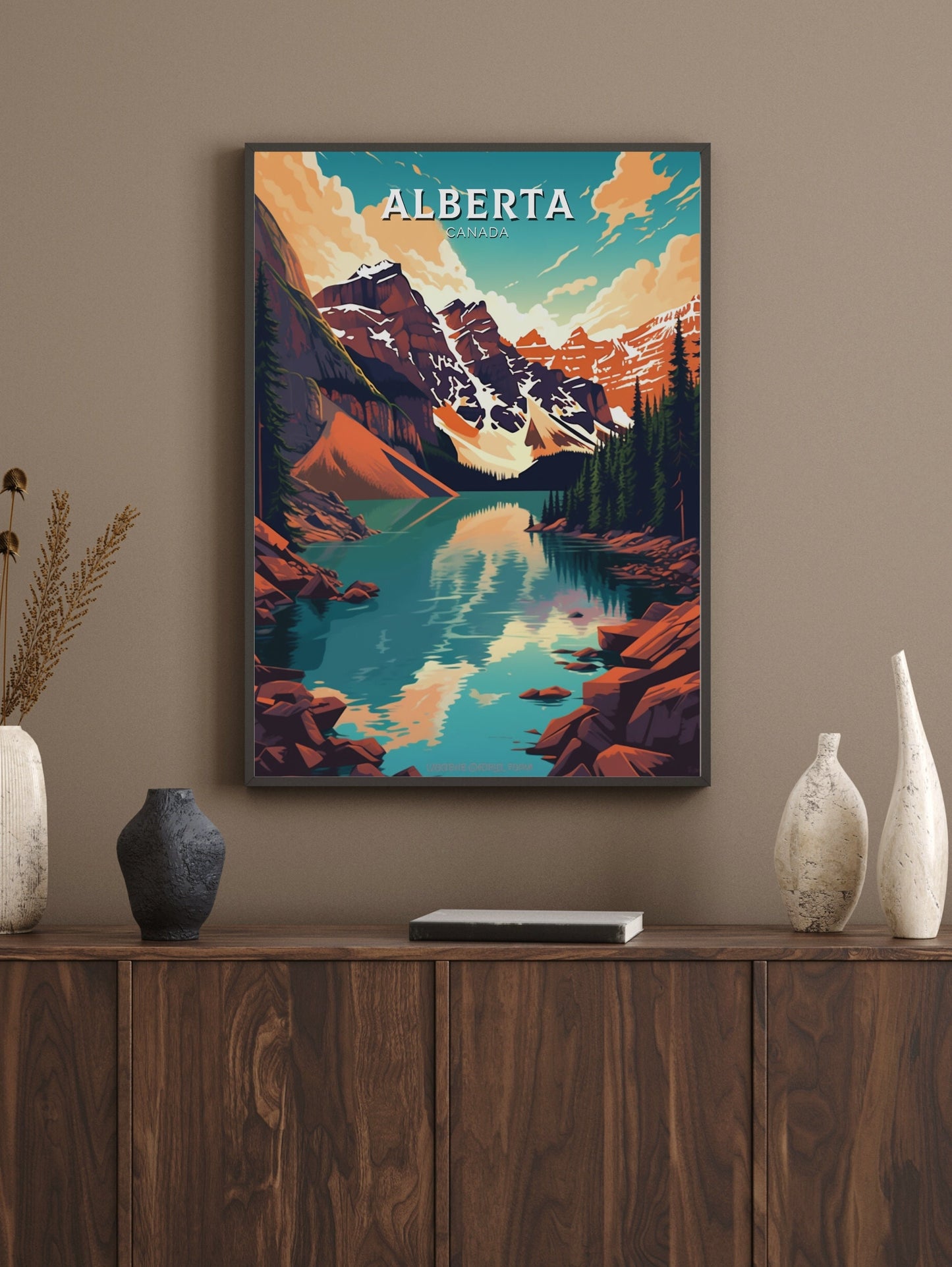 Alberta Travel Print | Alberta Poster | Alberta Illustration | Alberta Art | Alberta Wall Art | Mountain Print | Canada Print | ID 467
