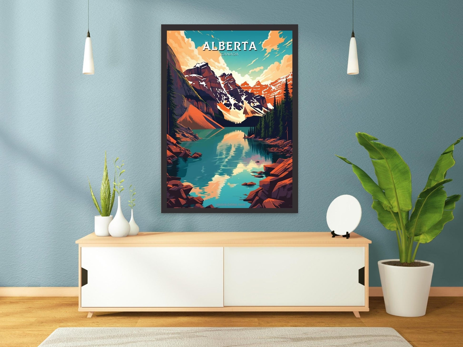 Alberta Travel Print | Alberta Poster | Alberta Illustration | Alberta Art | Alberta Wall Art | Mountain Print | Canada Print | ID 467