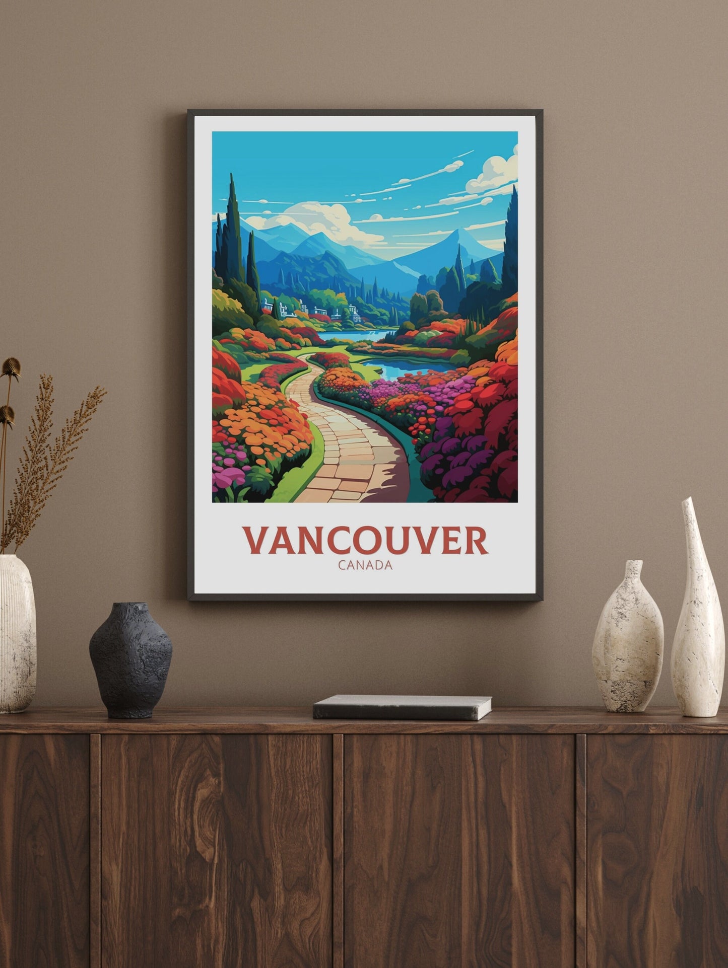 Vancouver Poster | Vancouver Travel Print | Butchart Gardens Poster | Illustration | Vancouver Art | City Landscape | Canada Print | ID 480