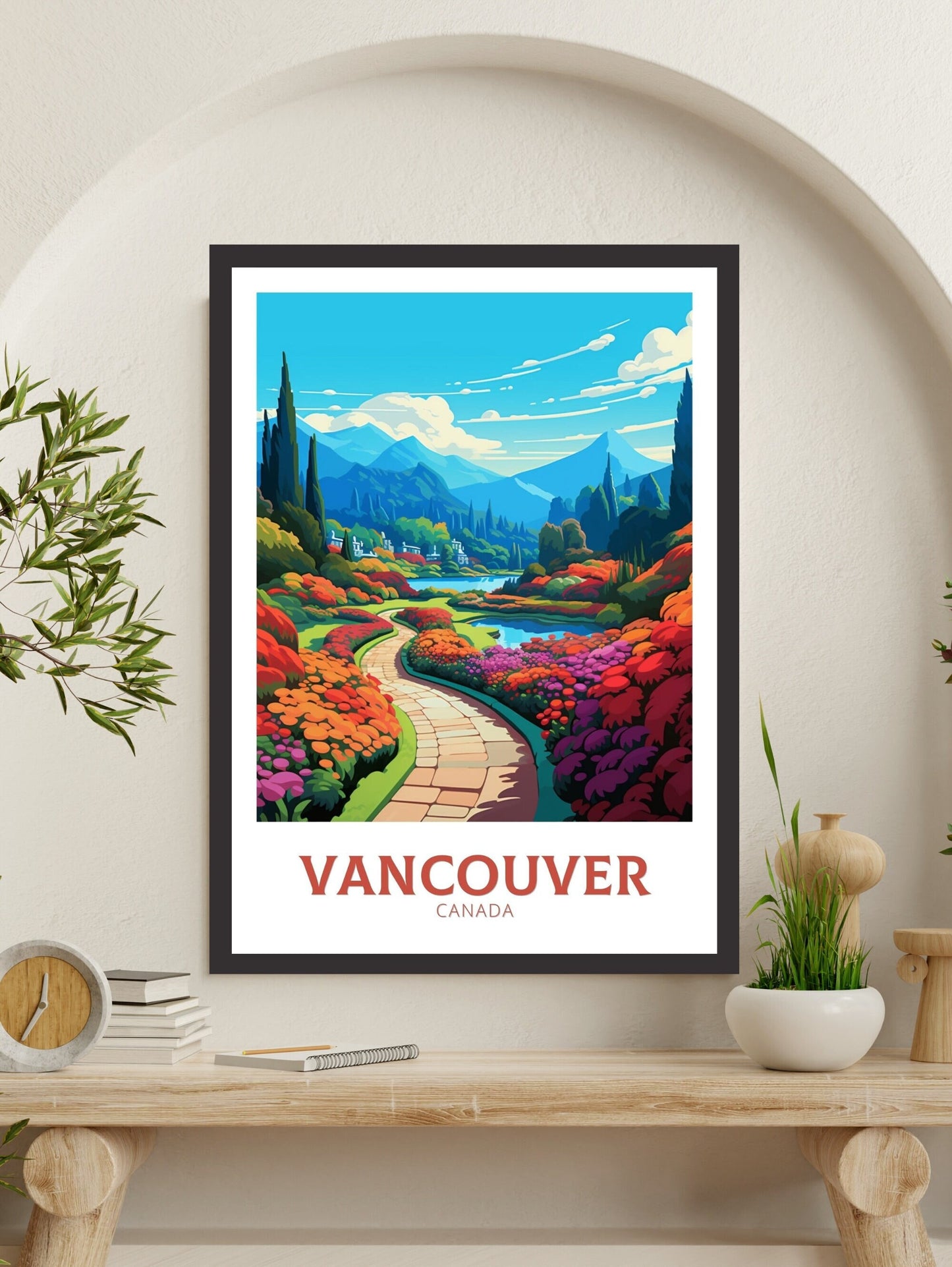 Vancouver Poster | Vancouver Travel Print | Butchart Gardens Poster | Illustration | Vancouver Art | City Landscape | Canada Print | ID 480