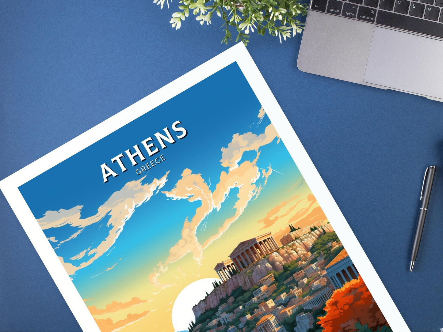 Athens Poster | Athens Illustration | Acropolis | Athens Travel Print | Greece Print | Greece Home Decor | Parthenon Poster | ID 485