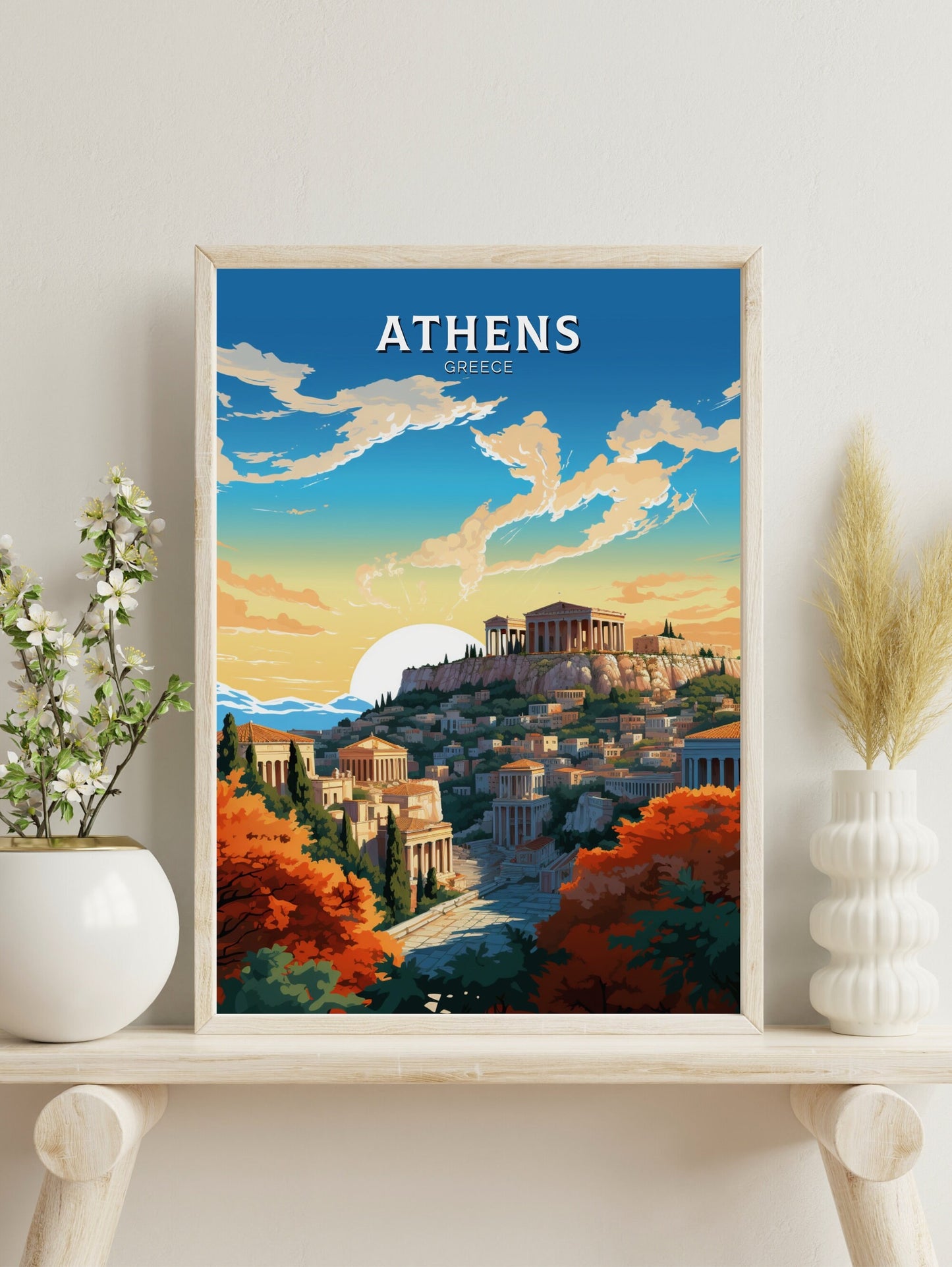 Athens Poster | Athens Illustration | Acropolis | Athens Travel Print | Greece Print | Greece Home Decor | Parthenon Poster | ID 485