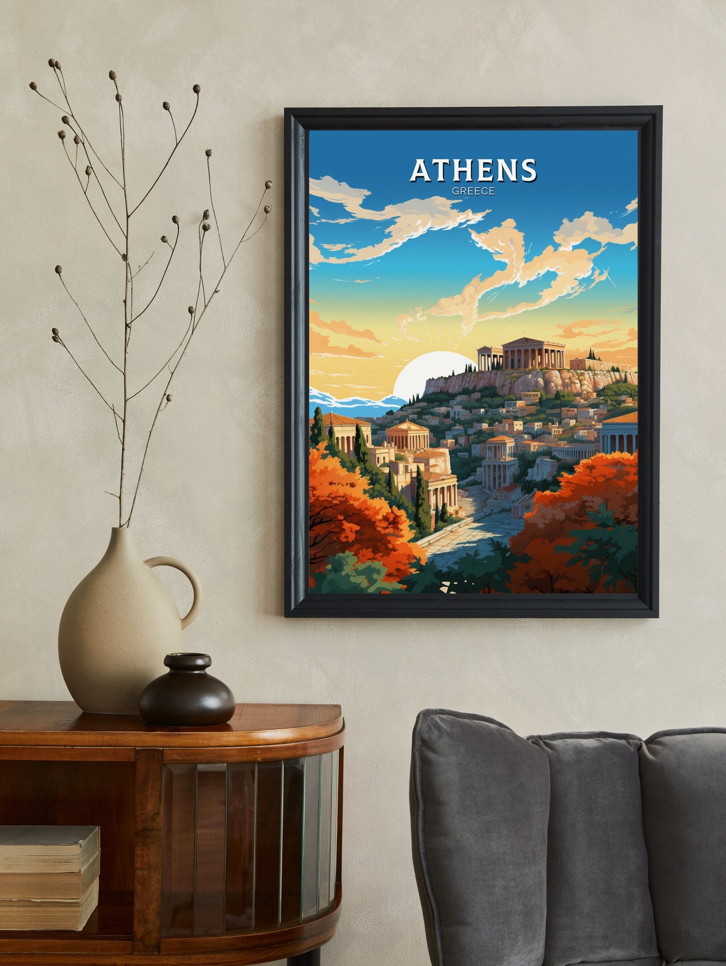 Athens Poster | Athens Illustration | Acropolis | Athens Travel Print | Greece Print | Greece Home Decor | Parthenon Poster | ID 485