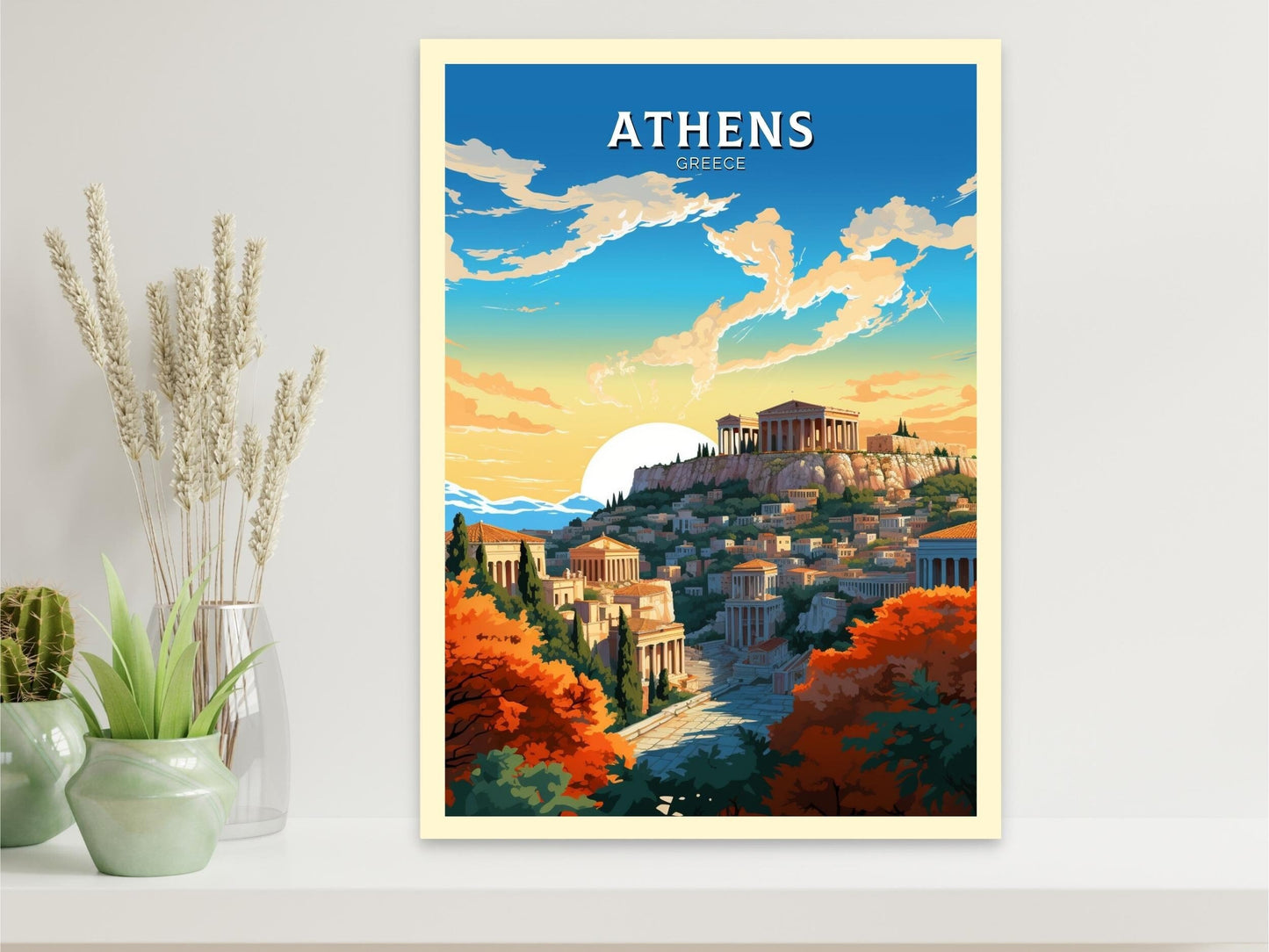 Athens Poster | Athens Illustration | Acropolis | Athens Travel Print | Greece Print | Greece Home Decor | Parthenon Poster | ID 485